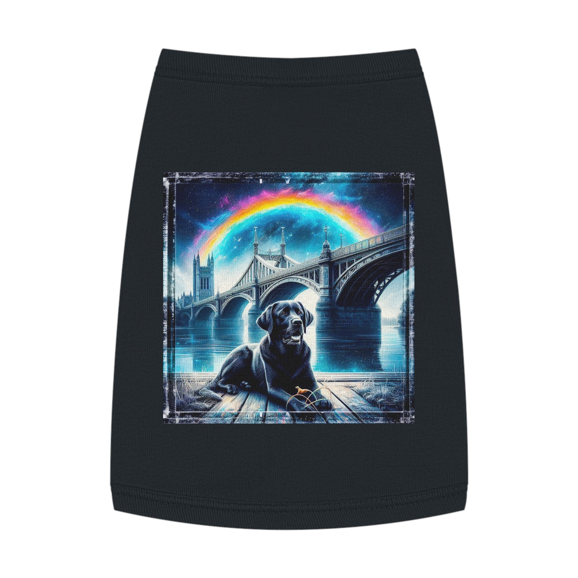 Labrador Retriever night sky shirt Pets Printify M Black