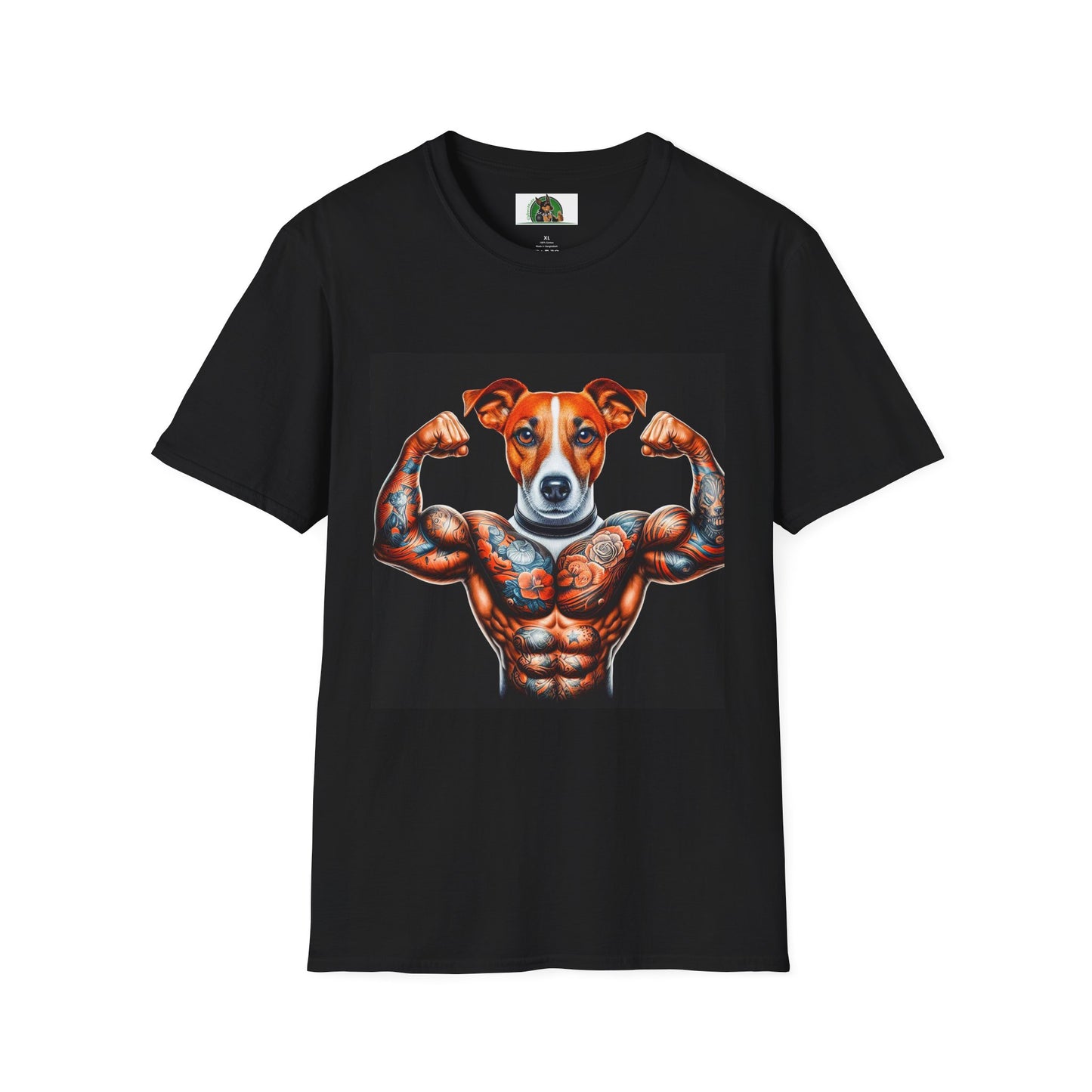 Jack Russell Tattooed Buff Dog T-Shirt Printify S Black