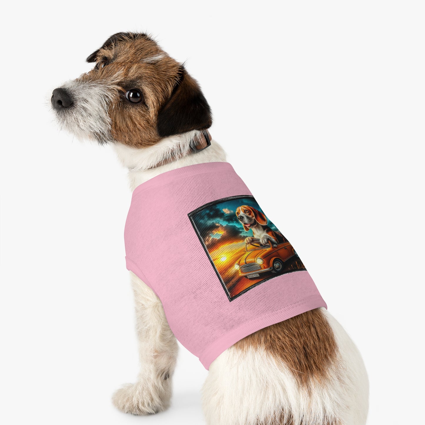 Pet Tank Top Wacky Beagle Dog Driving Tiny Car Pets Printify   