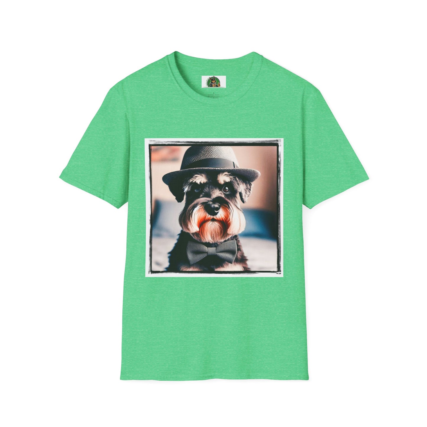 Schnauzer T-Shirt with Miniature Schnauzer Design T-Shirt Printify S Heather Irish Green 