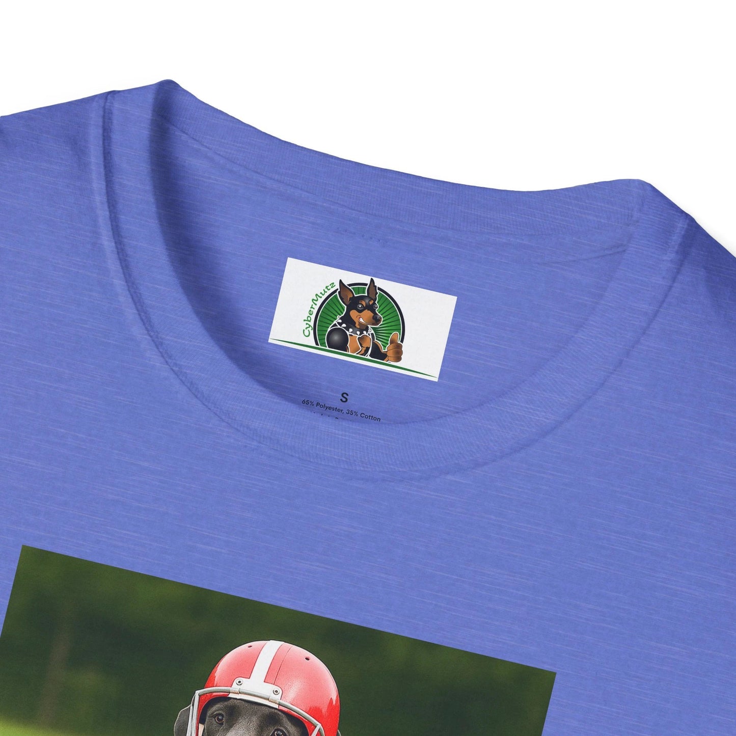 Great Dane Playing Football T-Shirt — Sports Dog Tee by Printify