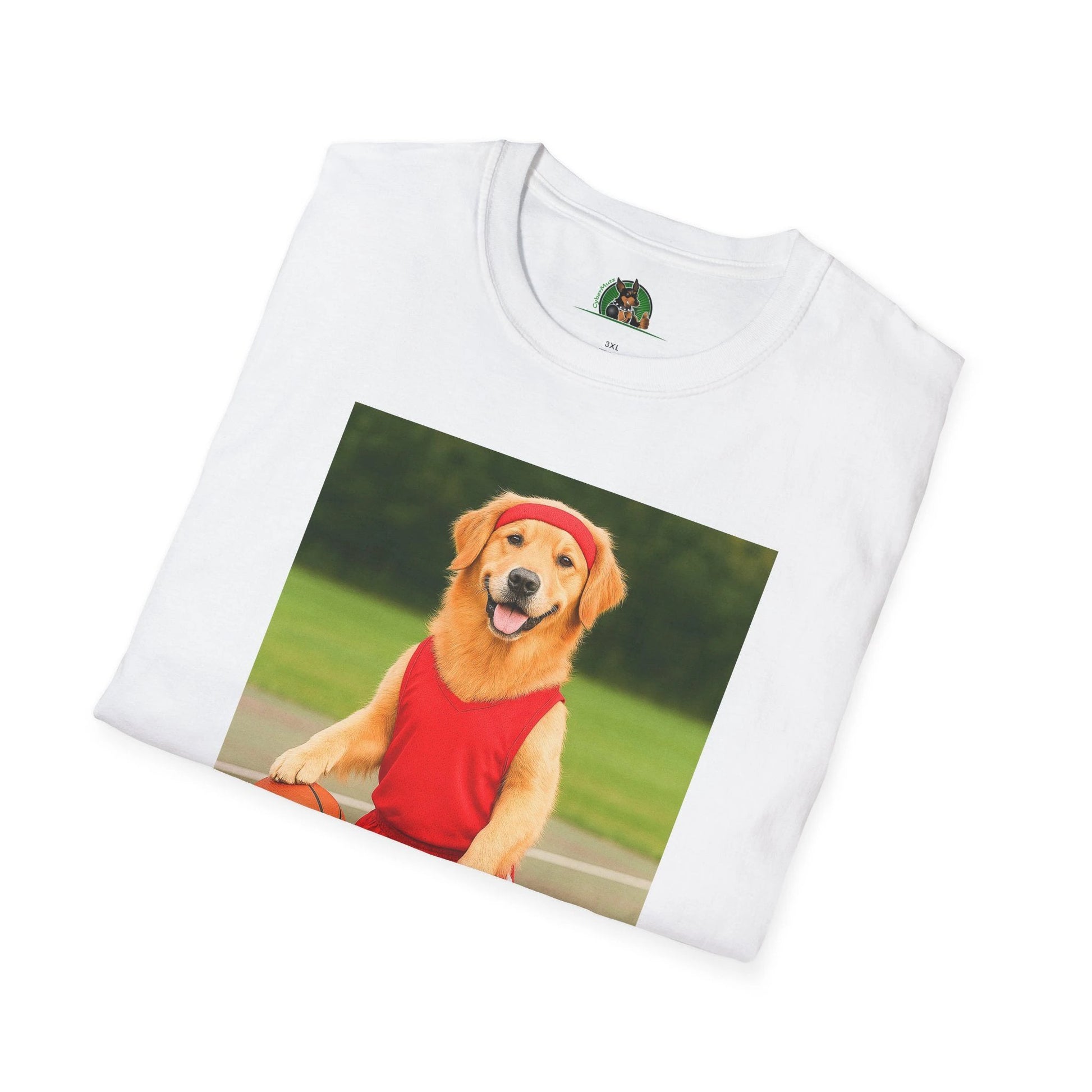 Golden Retriever Playing Basketball T-Shirt — Sports Dog Tee T-Shirt Printify