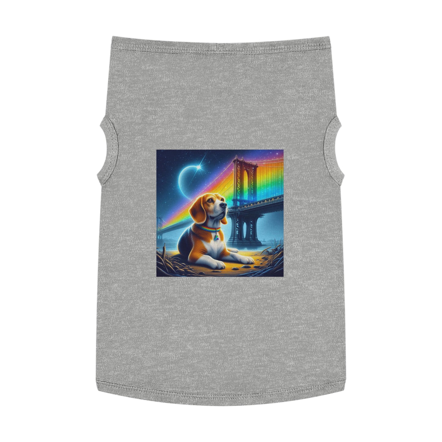 Pet Tank Top Beagle Under Rainbow Bridge Pets Printify XL Heather 