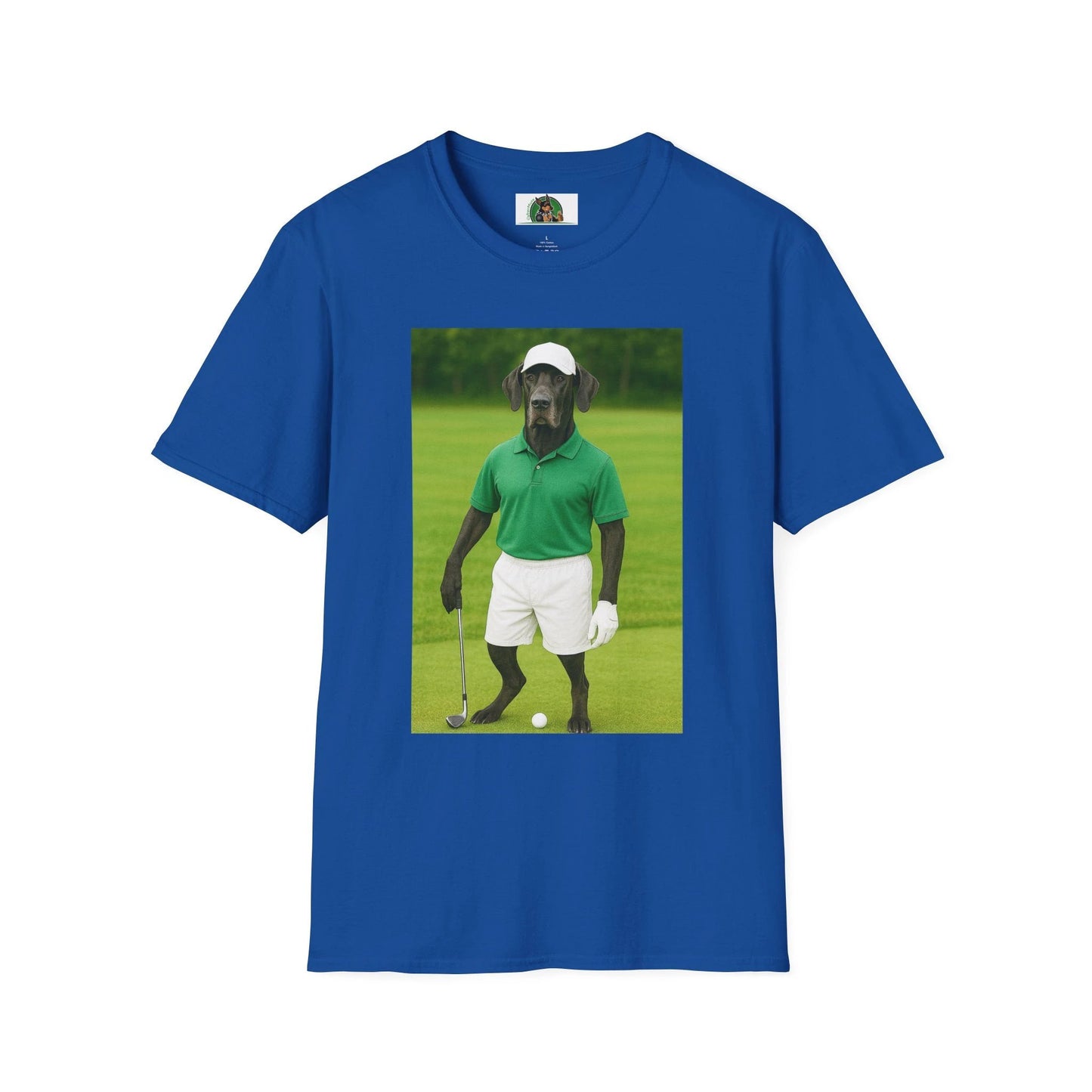 Great Dane Golf T-Shirt — Playing Golf Sports Dog Tee T-Shirt Printify Royal S