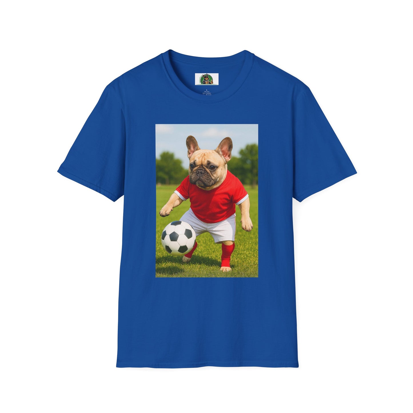 Sports Soccer French Bulldog T-Shirt T-Shirt Printify Royal XS