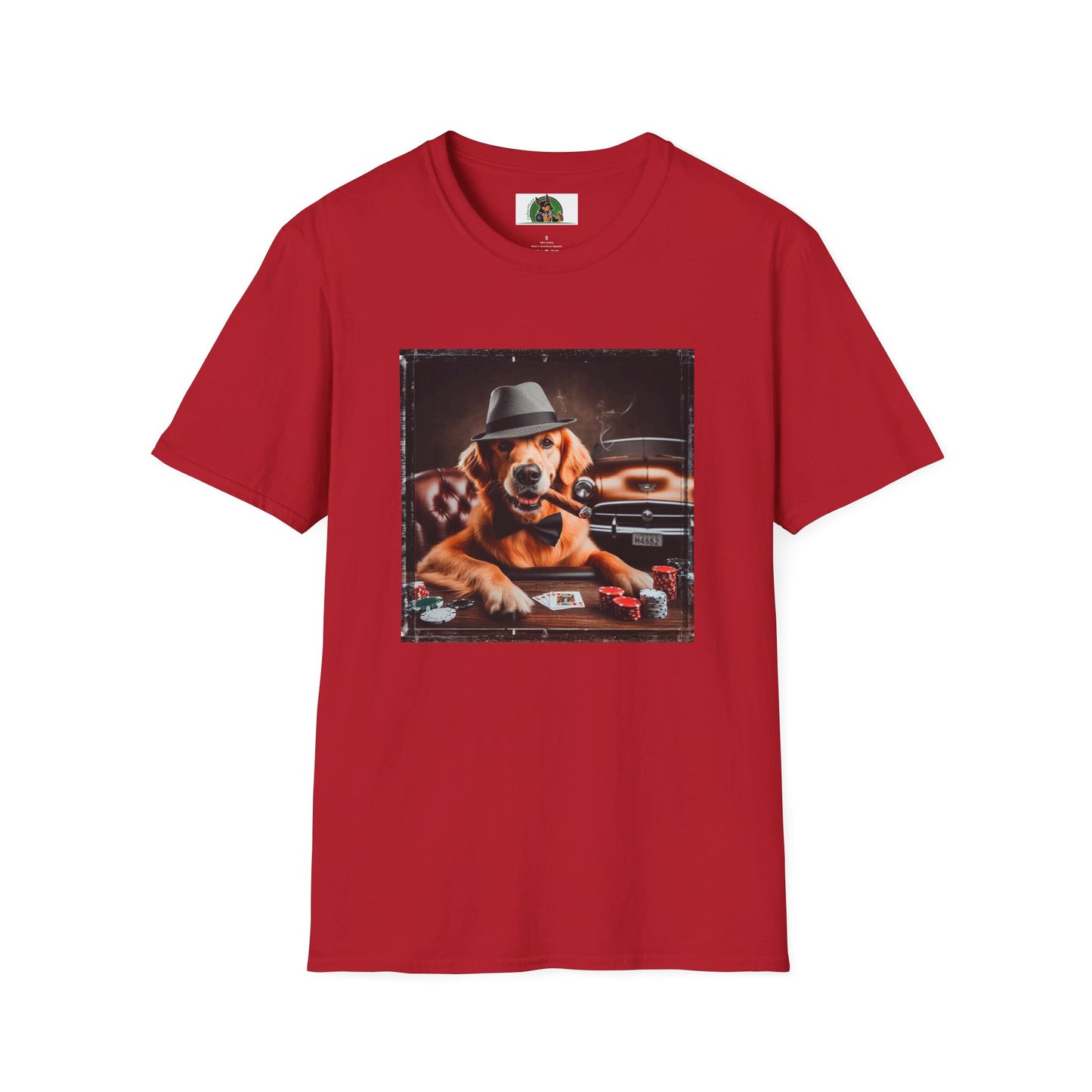 Golden Retriever playing poker shirt T-Shirt Printify S Cherry Red