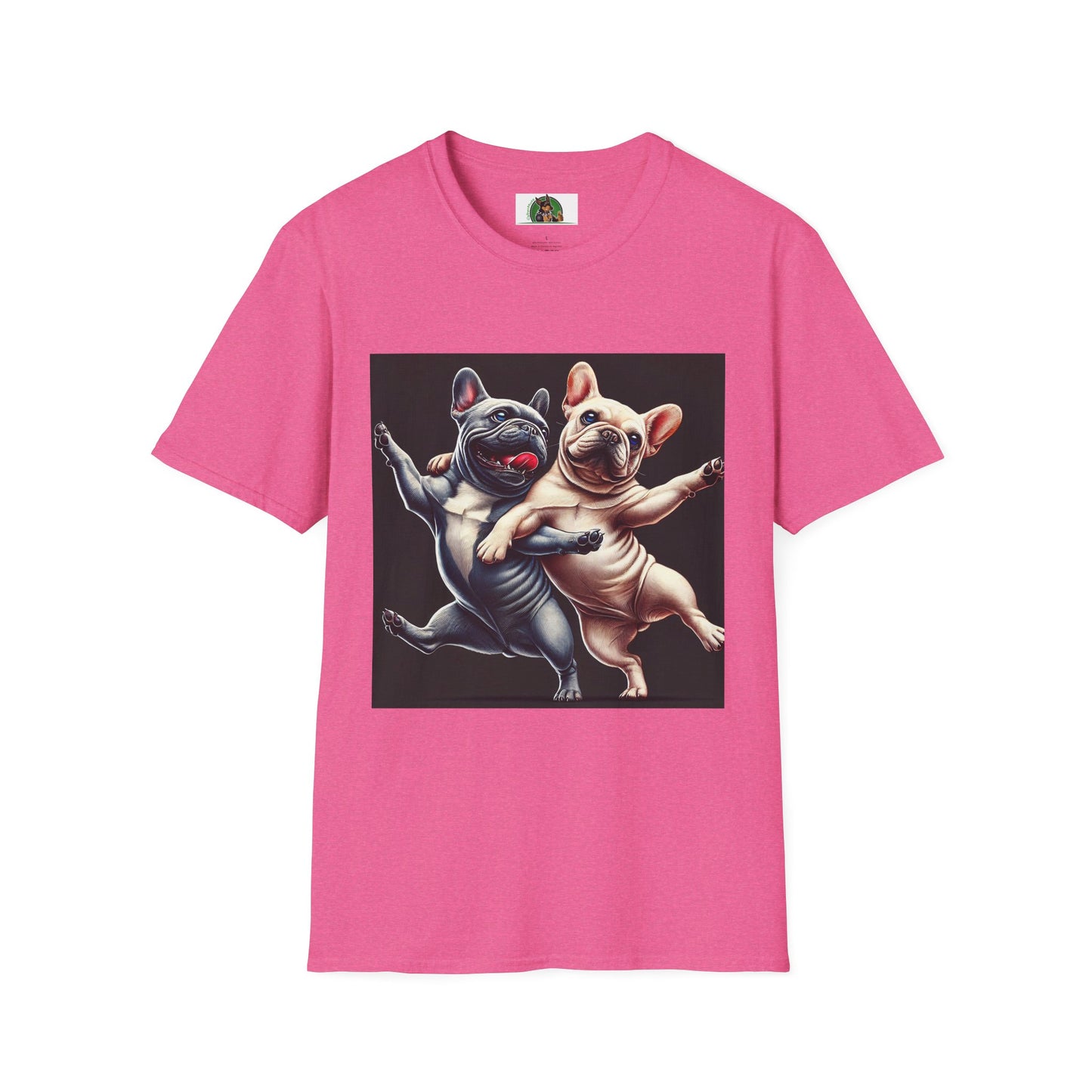 French Bulldogs Dancing Unisex T-Shirt T-Shirt Printify S Heather Heliconia