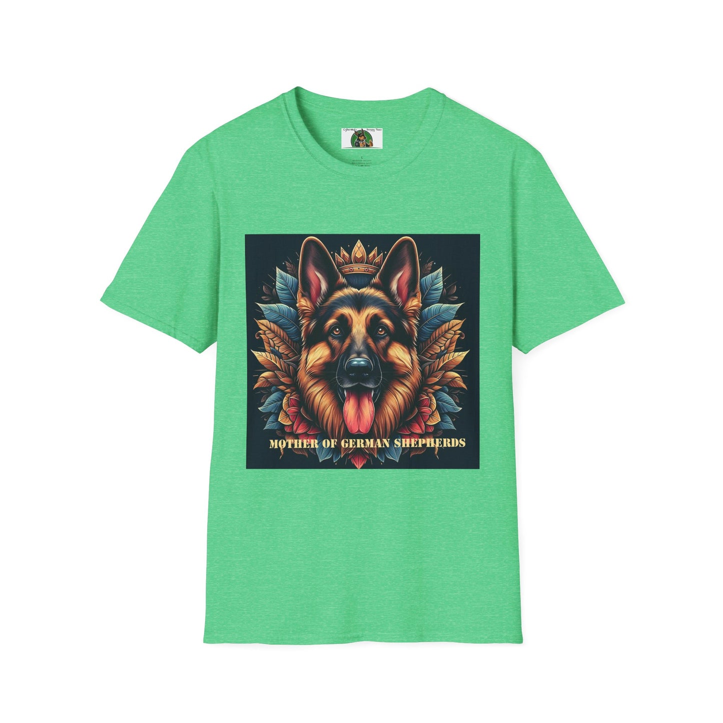 Mis·cel·la·ne·ous German Shepherd "Mother of German Shepherds" T-Shirt Printify S Heather Irish Green 