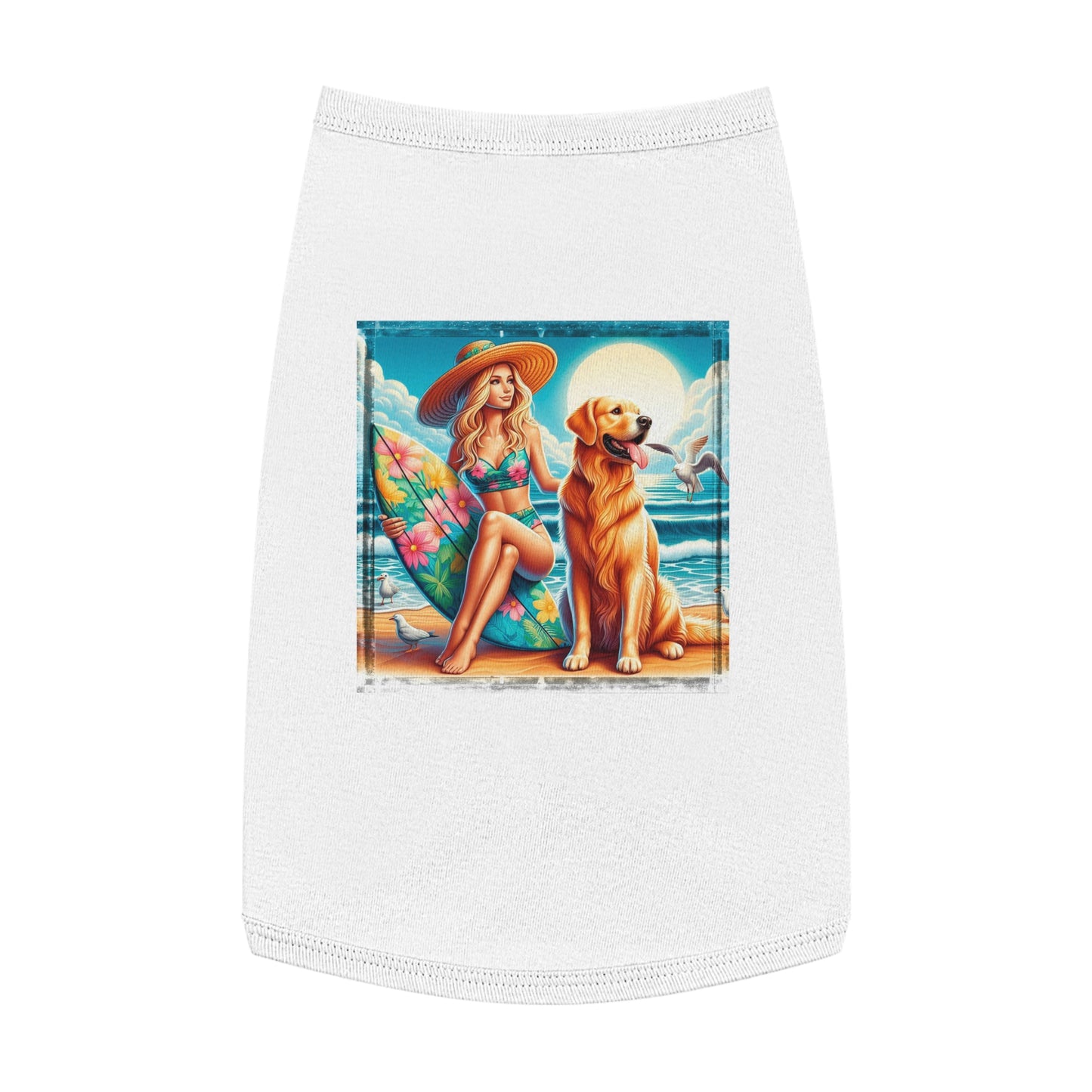 Golden Retriever pet tank top Pets Printify L White 