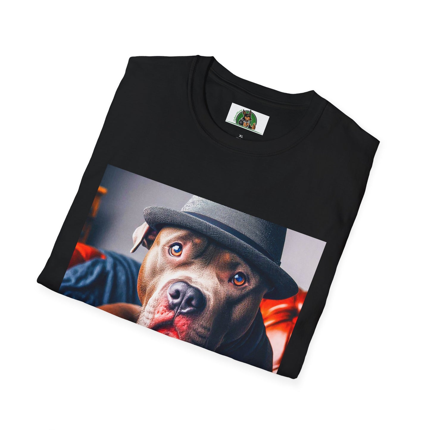 Pit Bull hat and bow tie shirt T-Shirt Printify