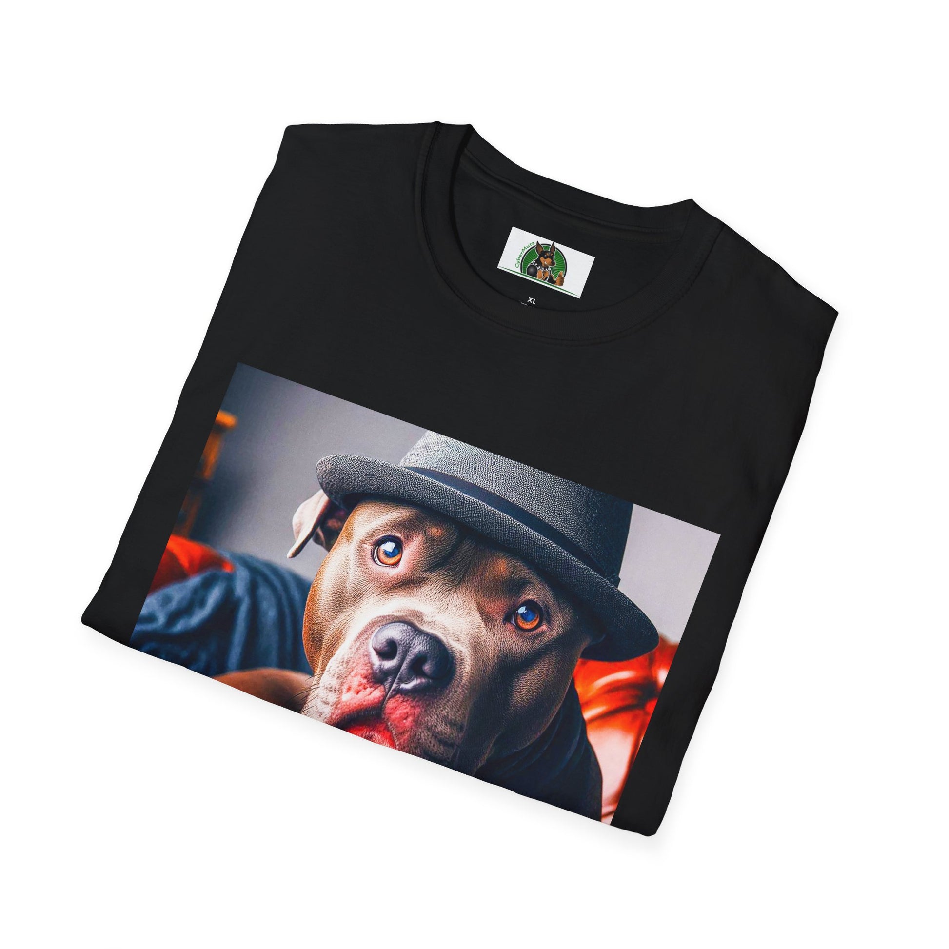 Pit Bull hat and bow tie shirt T-Shirt Printify