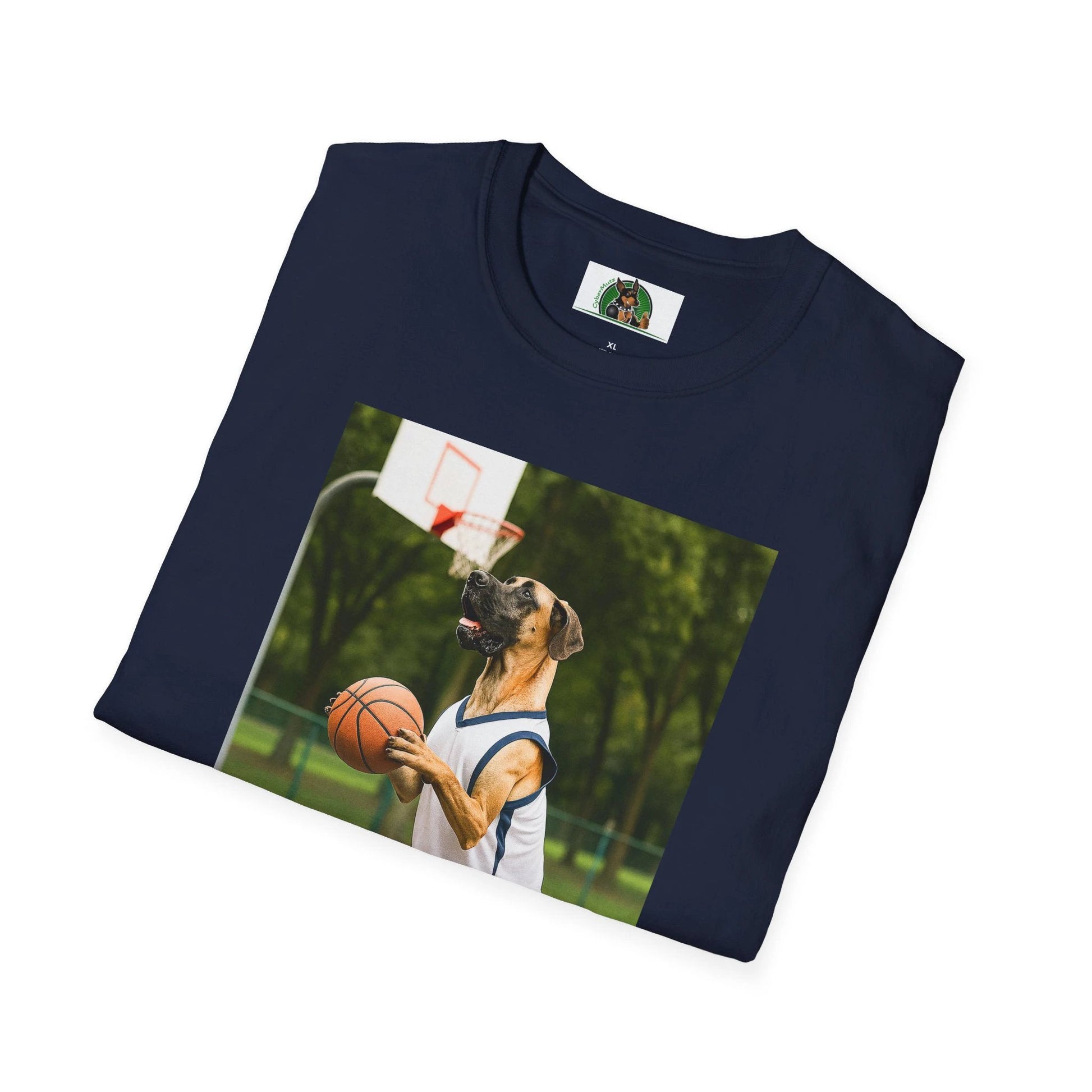 Great Dane Playing Basketball T-Shirt — Sports Dog Tee T-Shirt Printify