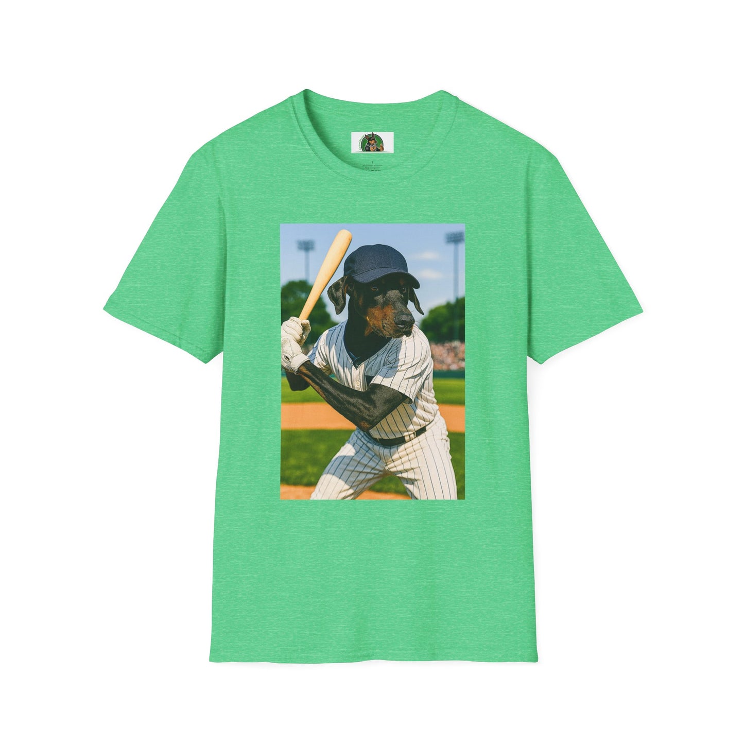 Baseball Doberman Sports T-Shirt T-Shirt Printify Heather Irish Green S
