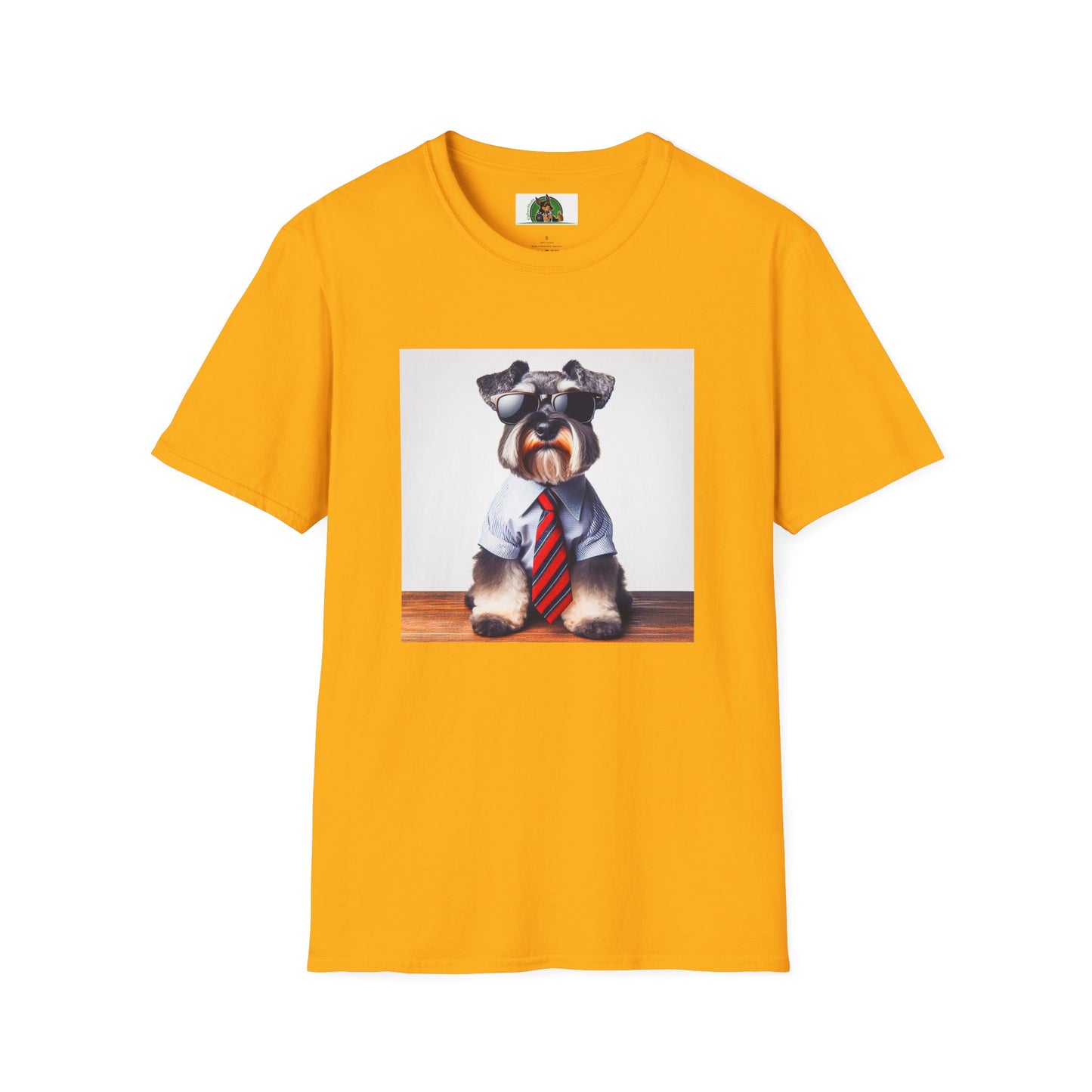 Schnauzer T-Shirt with Miniature Schnauzer Design T-Shirt Printify S Gold 