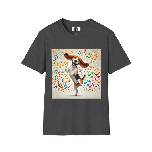 Beagle Dancing T-Shirt - Unisex Softstyle Tee T-Shirt Printify XS Dark Heather