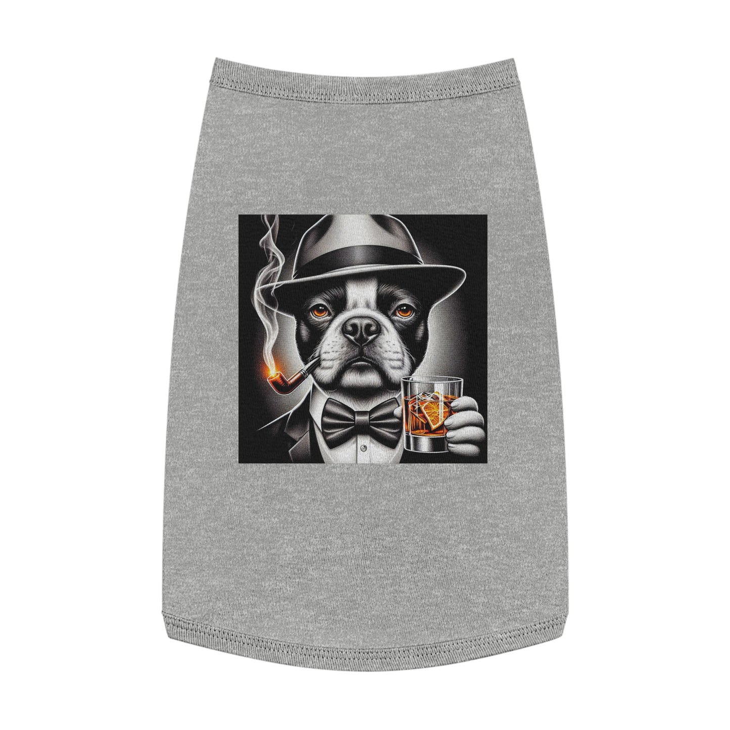 Pet Tank Top Boston Terrier Smoking Pipe Pets Printify L Heather 