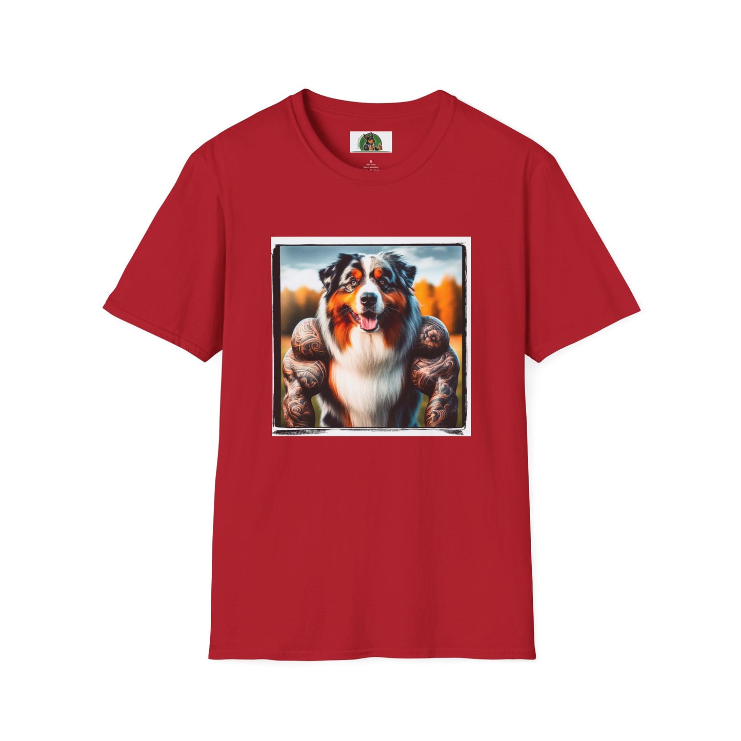 Australian Shepherd Muscle Dog T-Shirt Printify S Cherry Red