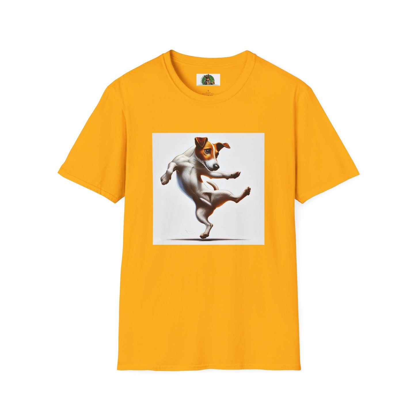 Dancing Jack Russell Tee T-Shirt Printify S Gold