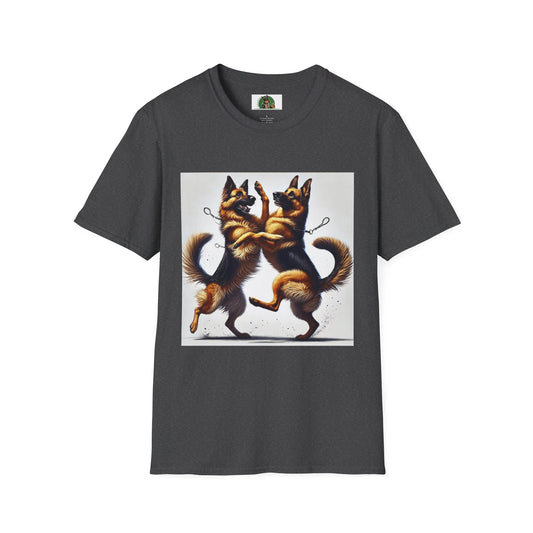 Dancing German Shepherd Unisex T-Shirt T-Shirt Printify XS Dark Heather