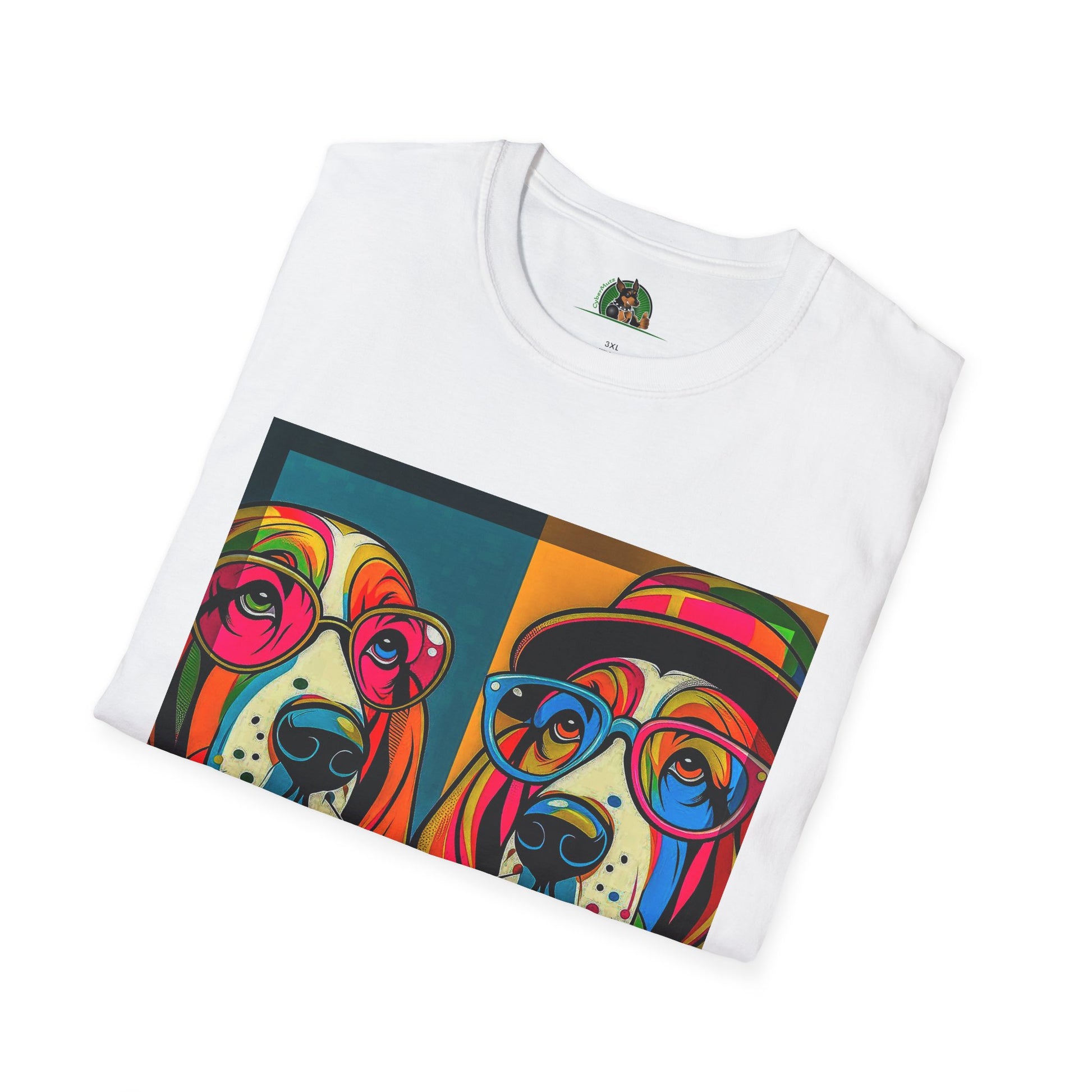 Basset Hound Couple Pop Art Pic T-Shirt Printify