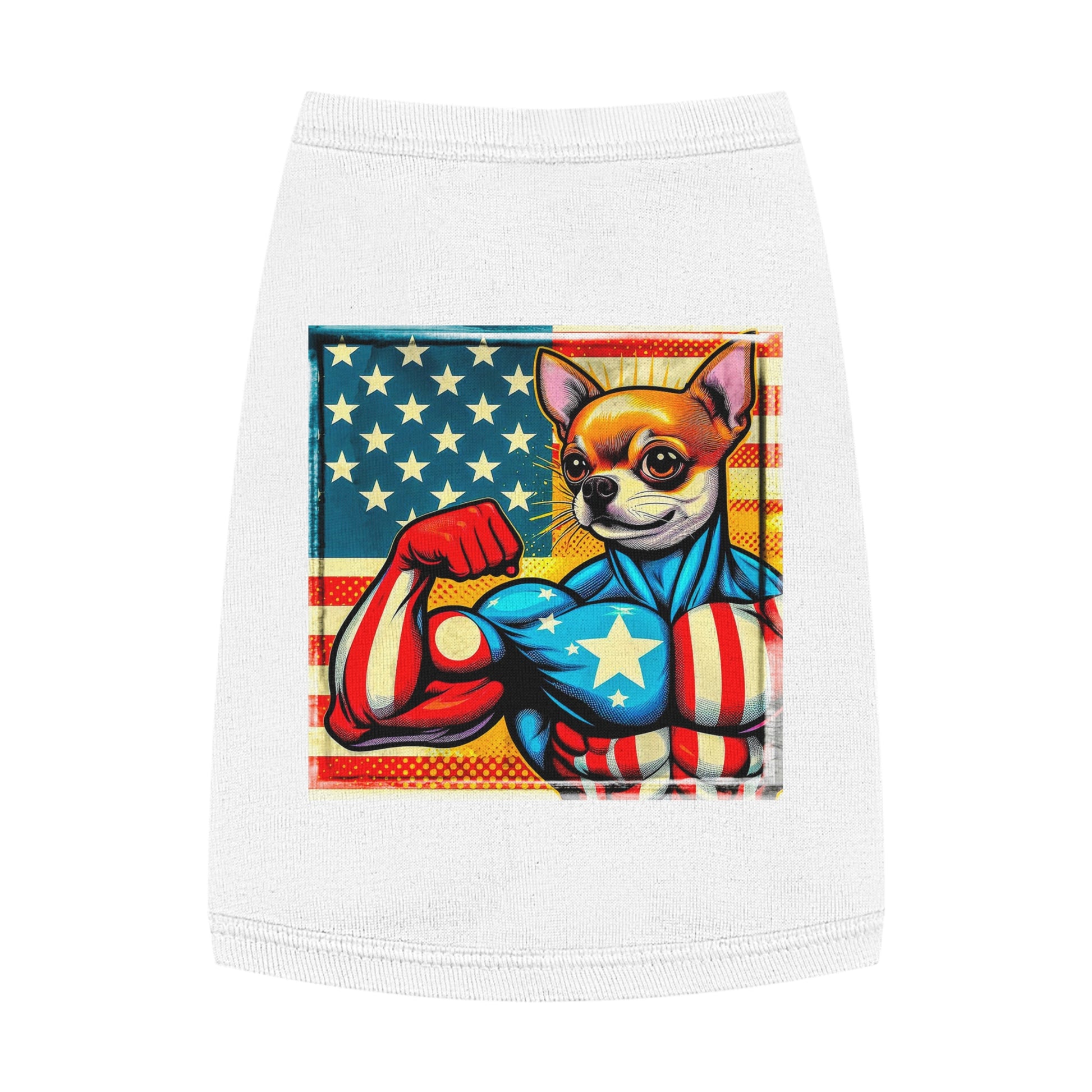Pet Tank Top Chihuahua American hero t shirt Pets Printify