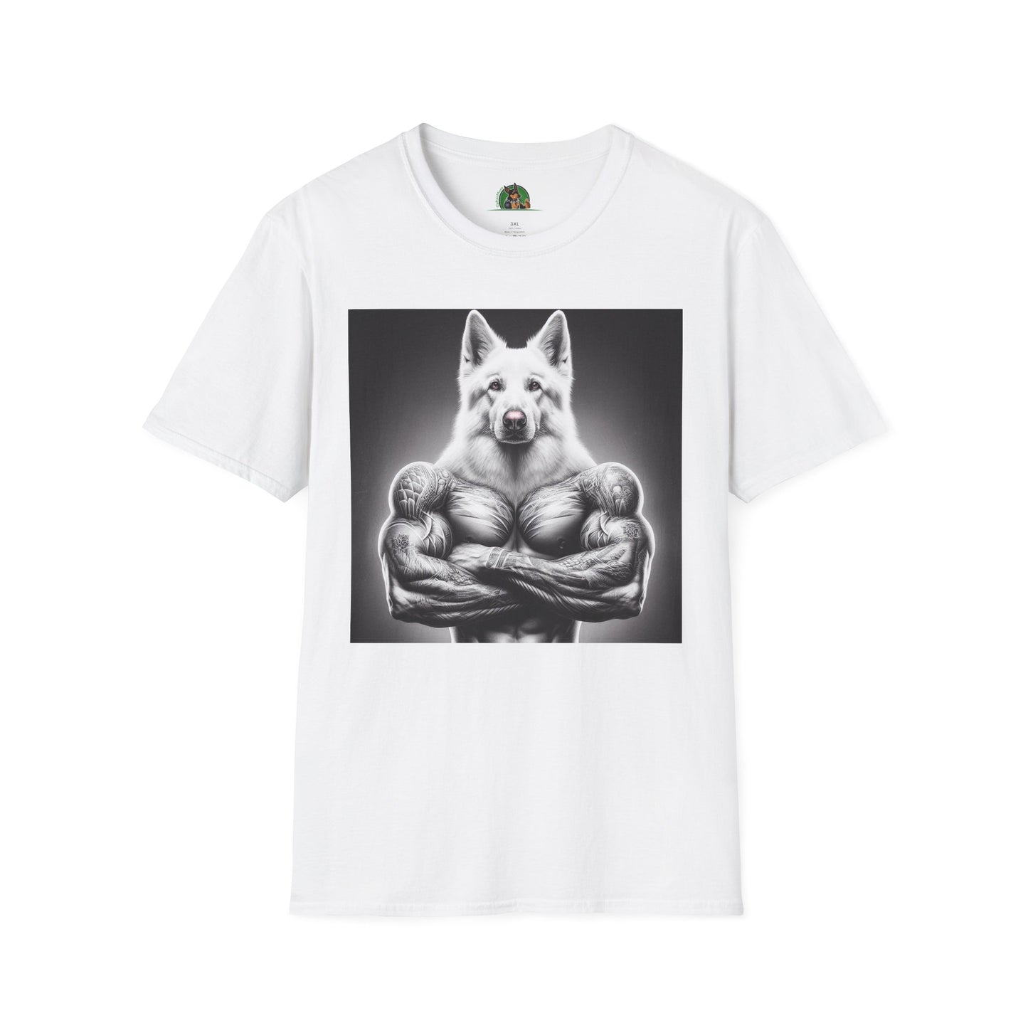 German Shepherd muscle man shirt T-Shirt Printify White S