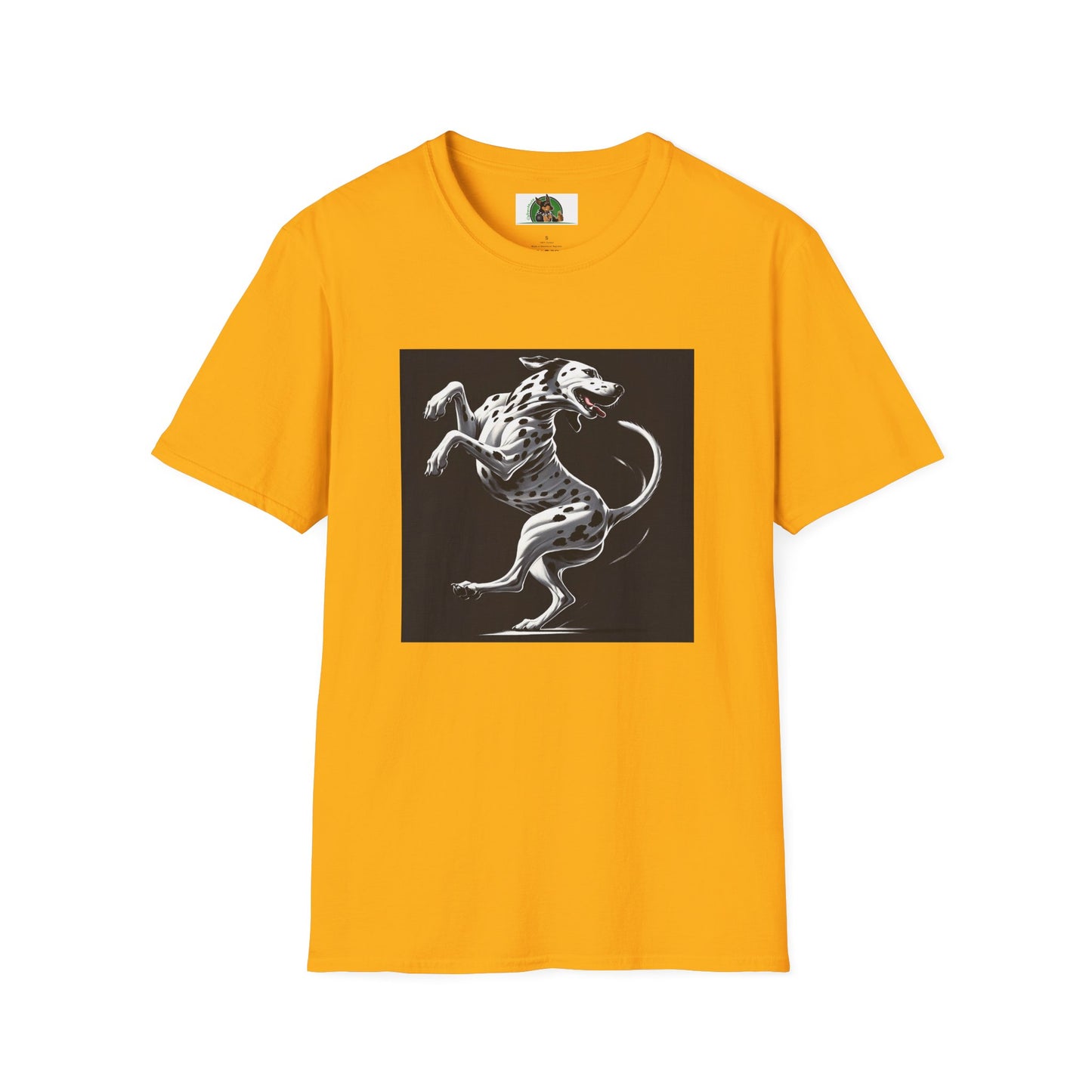 Dancing Dalmation Dog T-Shirt T-Shirt Printify S Gold