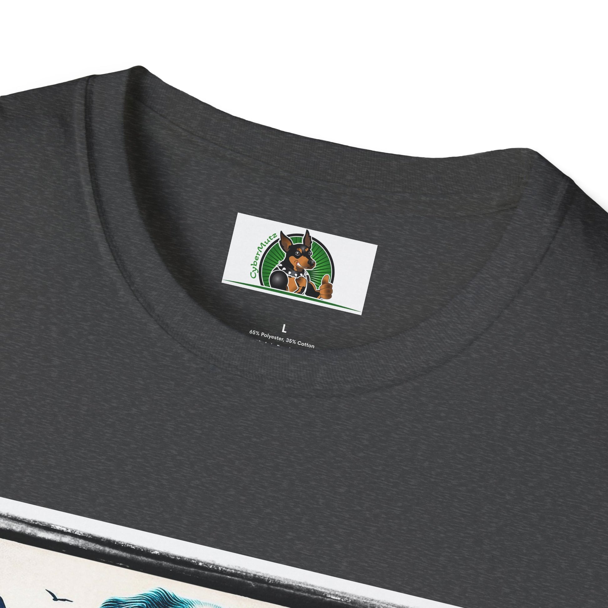 Australian Shepherd Turquoise Surf Board Beach Dog T-Shirt Printify