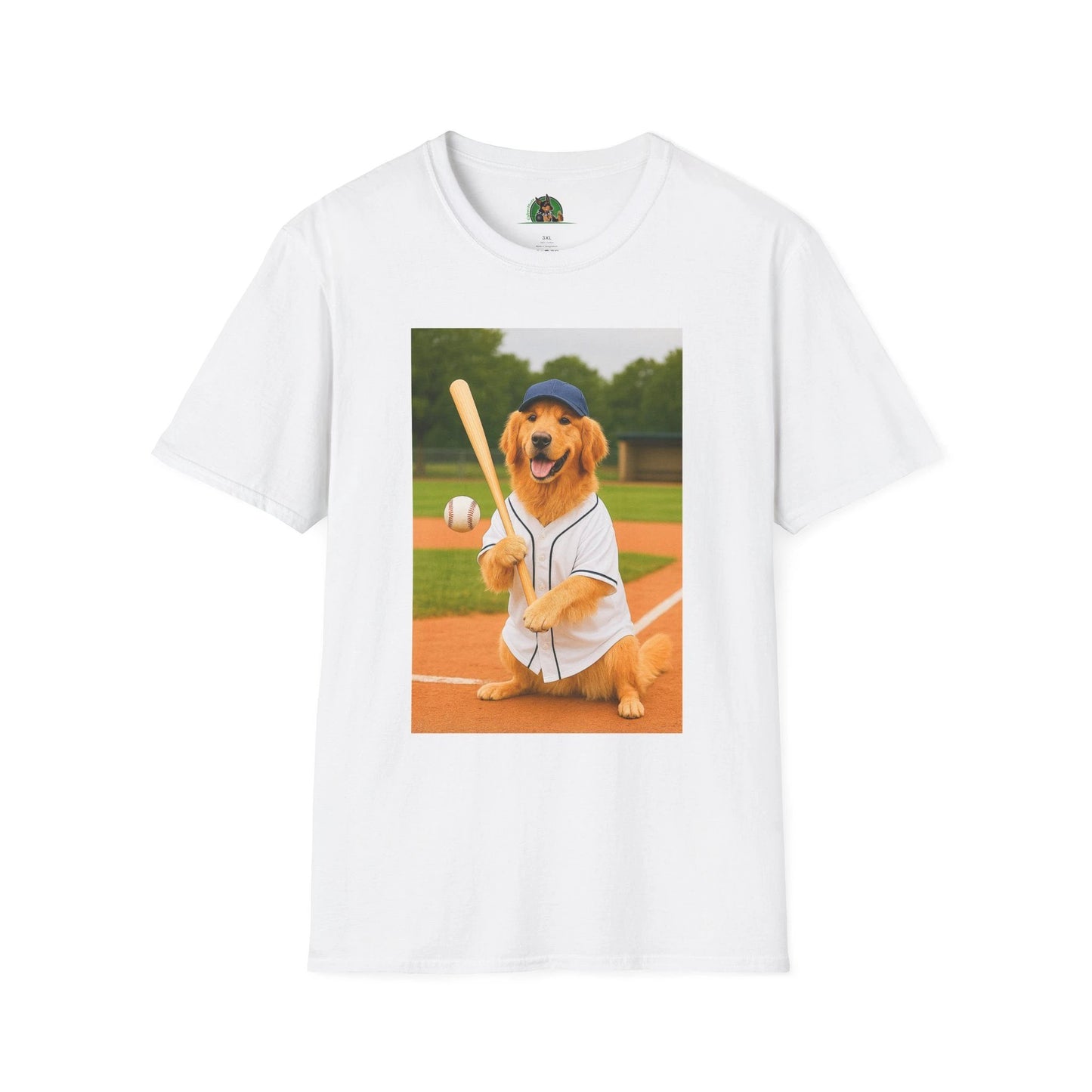 Golden Retriever Baseball T-Shirt — Sports Dog Playing Baseball Shirt T-Shirt Printify White S