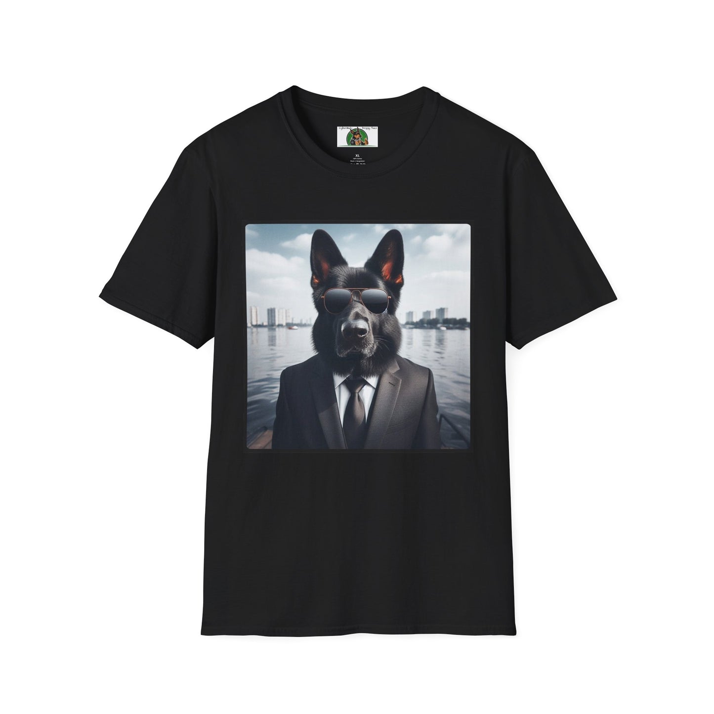 German Shepherd Agent Dog Single Image of Dog Unisex Softstyle T-Shirt T-Shirt Printify S Black