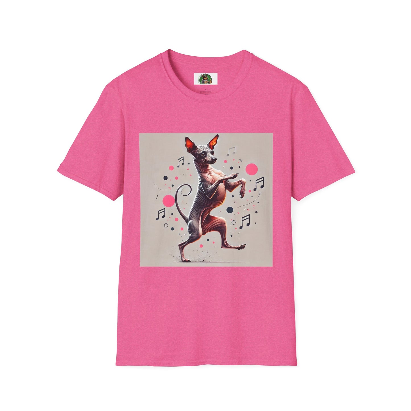 Mexican Hairless Dancing Dog T-Shirt T-Shirt Printify S Heather Heliconia