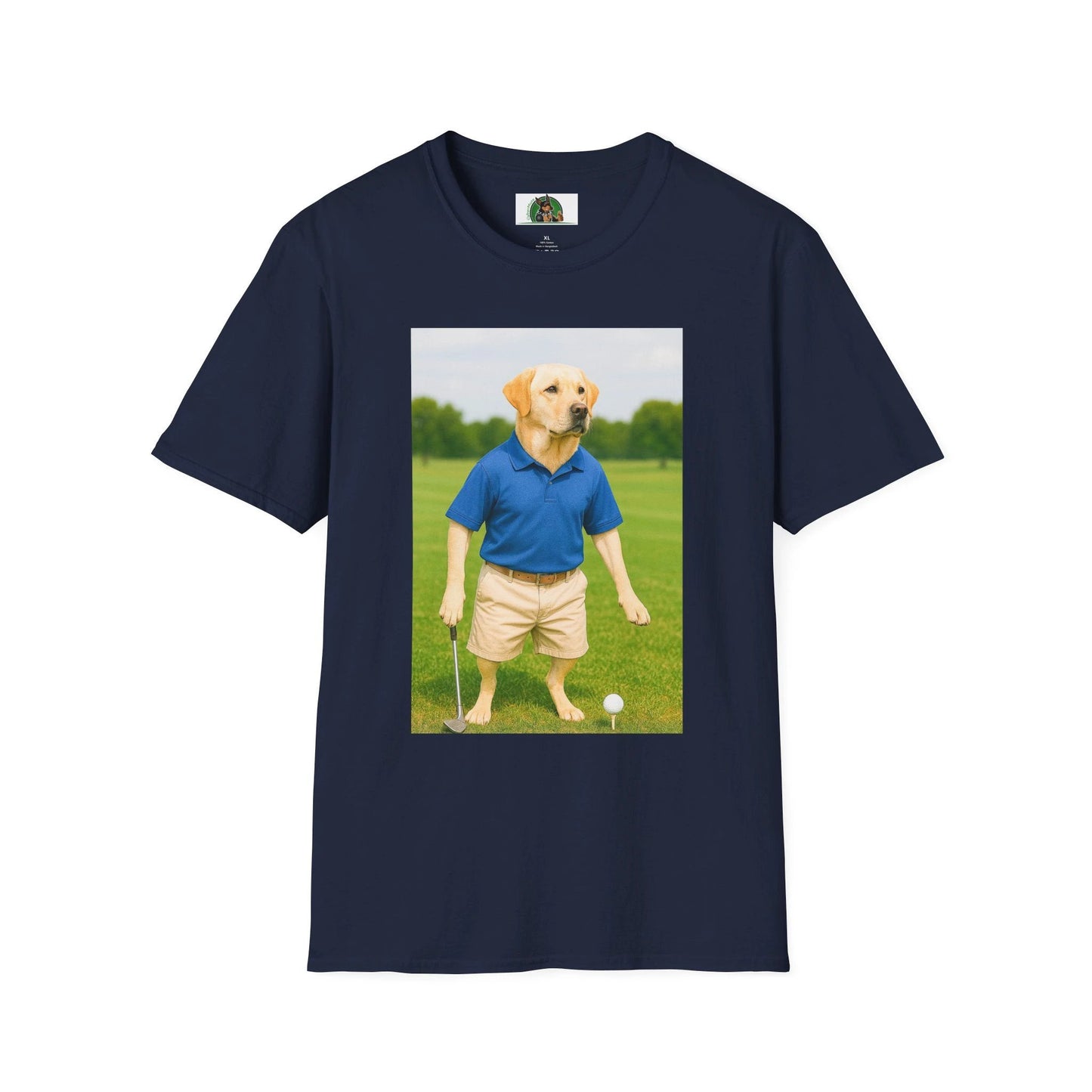 Labrador Retriever Golf T-Shirt — Sports Dog Tee for Dog Lovers T-Shirt Printify Navy S