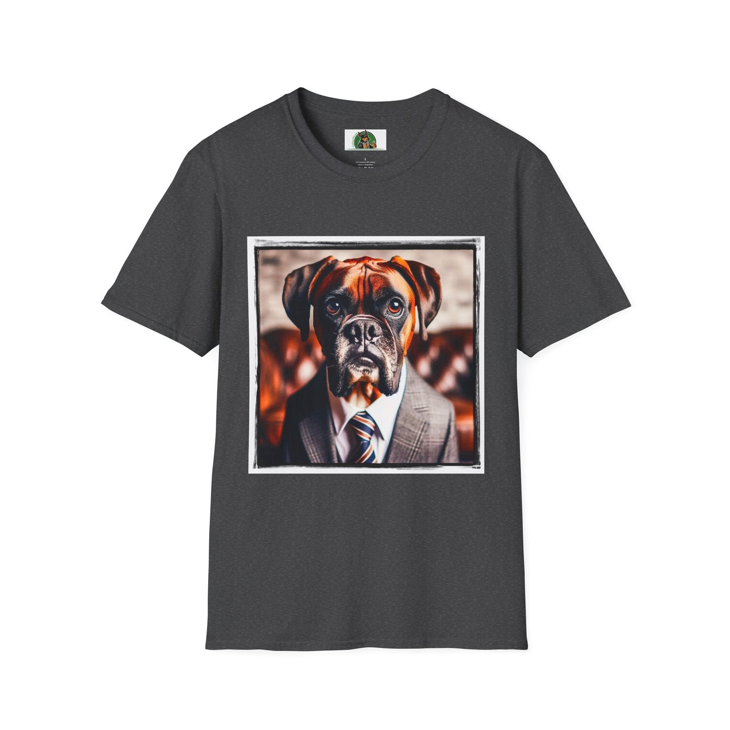 Boxer Dog In Suit Shirt T-Shirt Printify XS Dark Heather