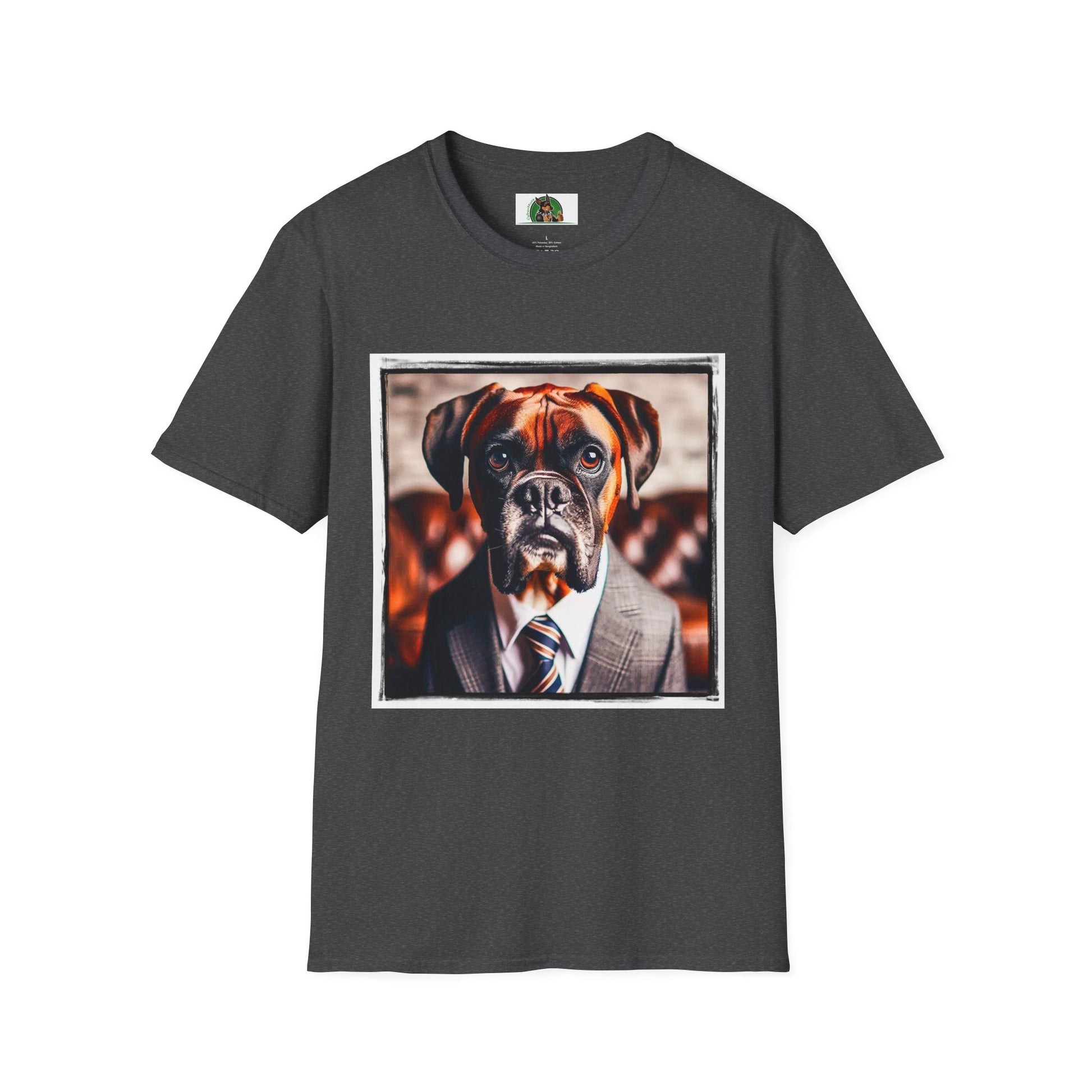 Boxer Dog In Suit Shirt T-Shirt Printify XS Dark Heather