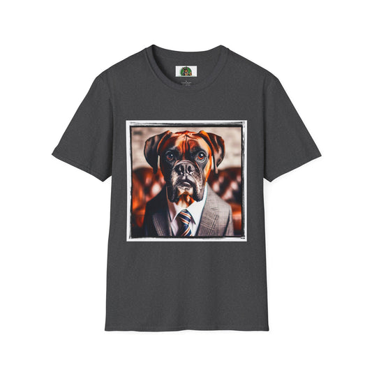Boxer Dog In Suit Shirt T-Shirt Printify XS Dark Heather