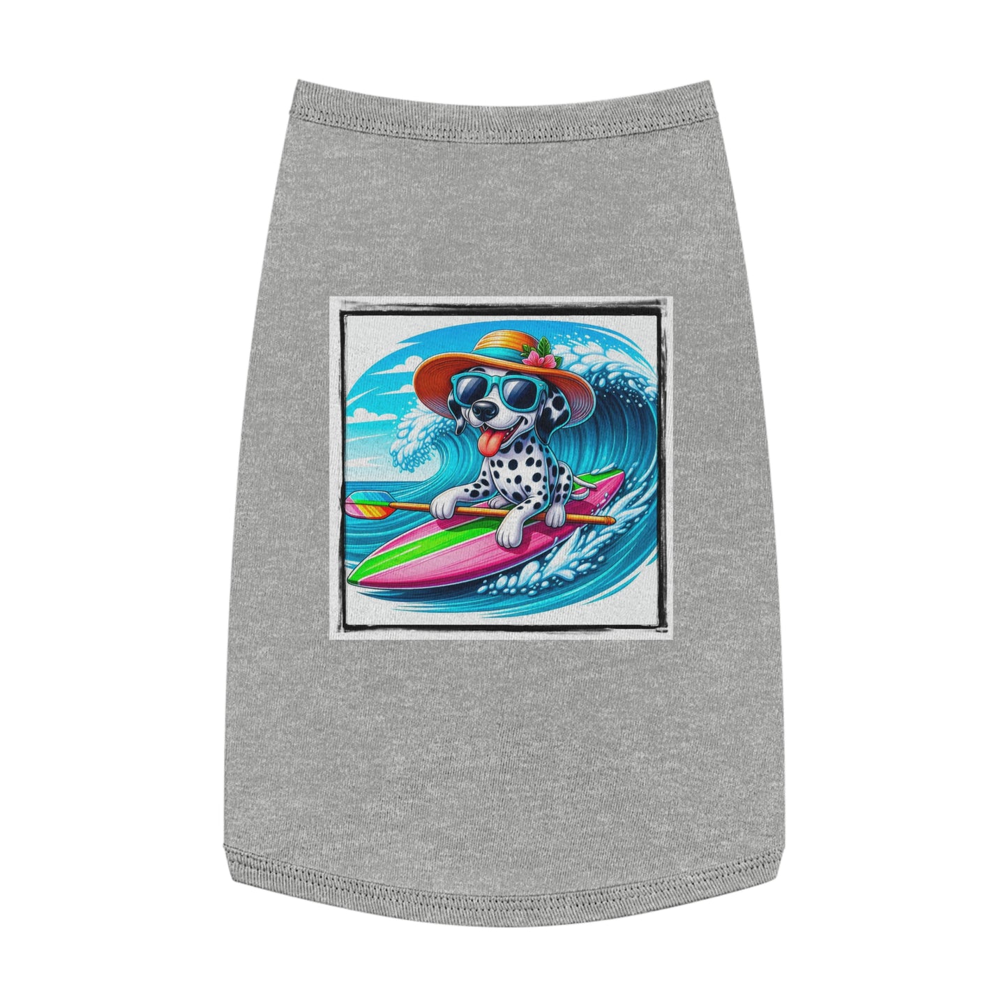 Pet Tank Top Dalmatian surfing t shirt Pets Printify L Heather
