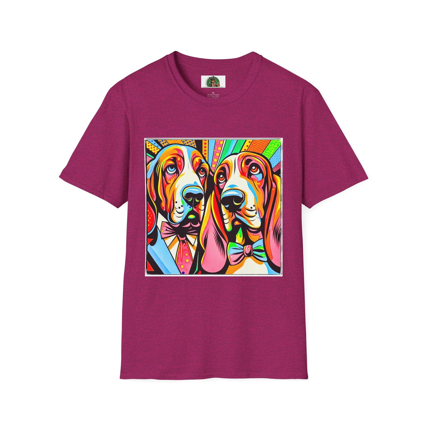 Basset Hound Boys Pop Art Pic T-Shirt Printify S Antique Heliconia 