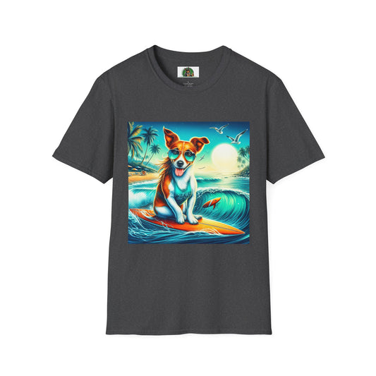 Jack Russell Surfer W/Shades T-Shirt Printify S Dark Heather