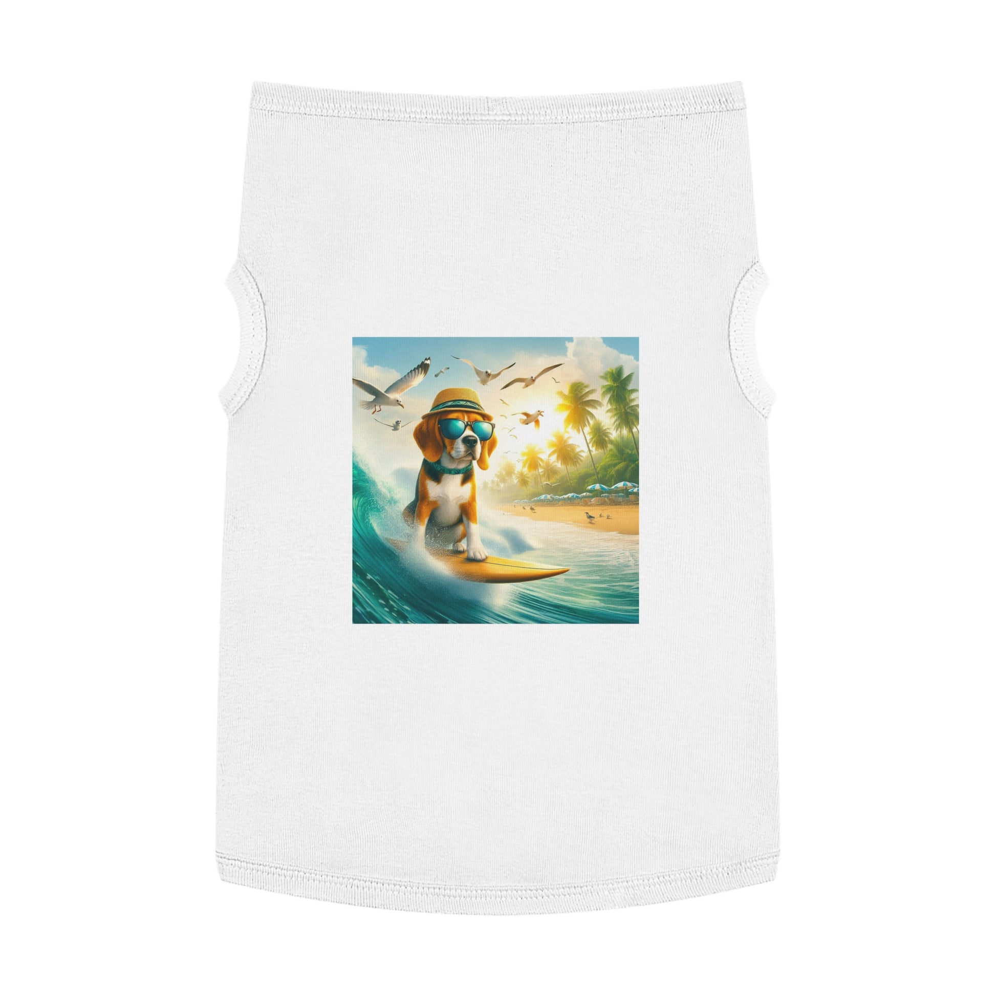 Pet Tank Top Beagle Surfer Dog Pets Printify   