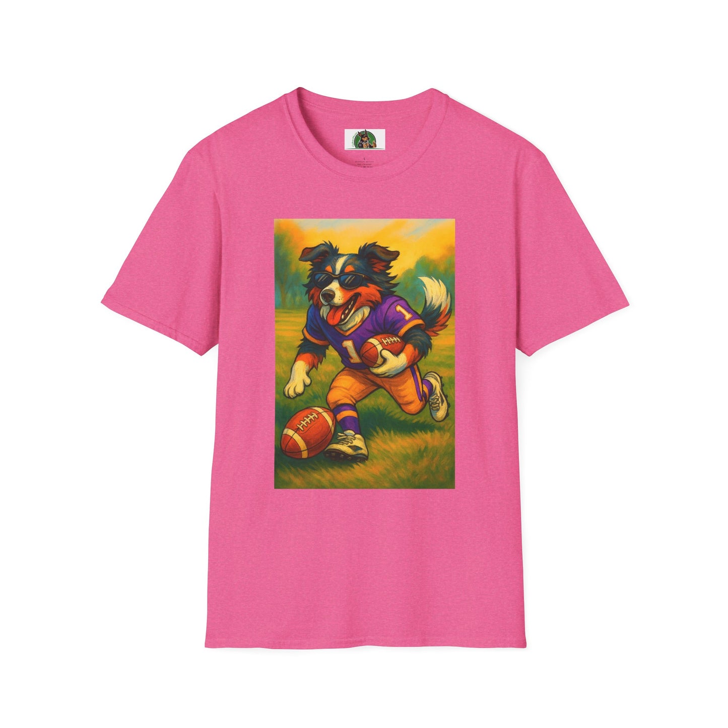 Sports Football Australian Shepherd T-Shirt T-Shirt Printify Heather Heliconia S