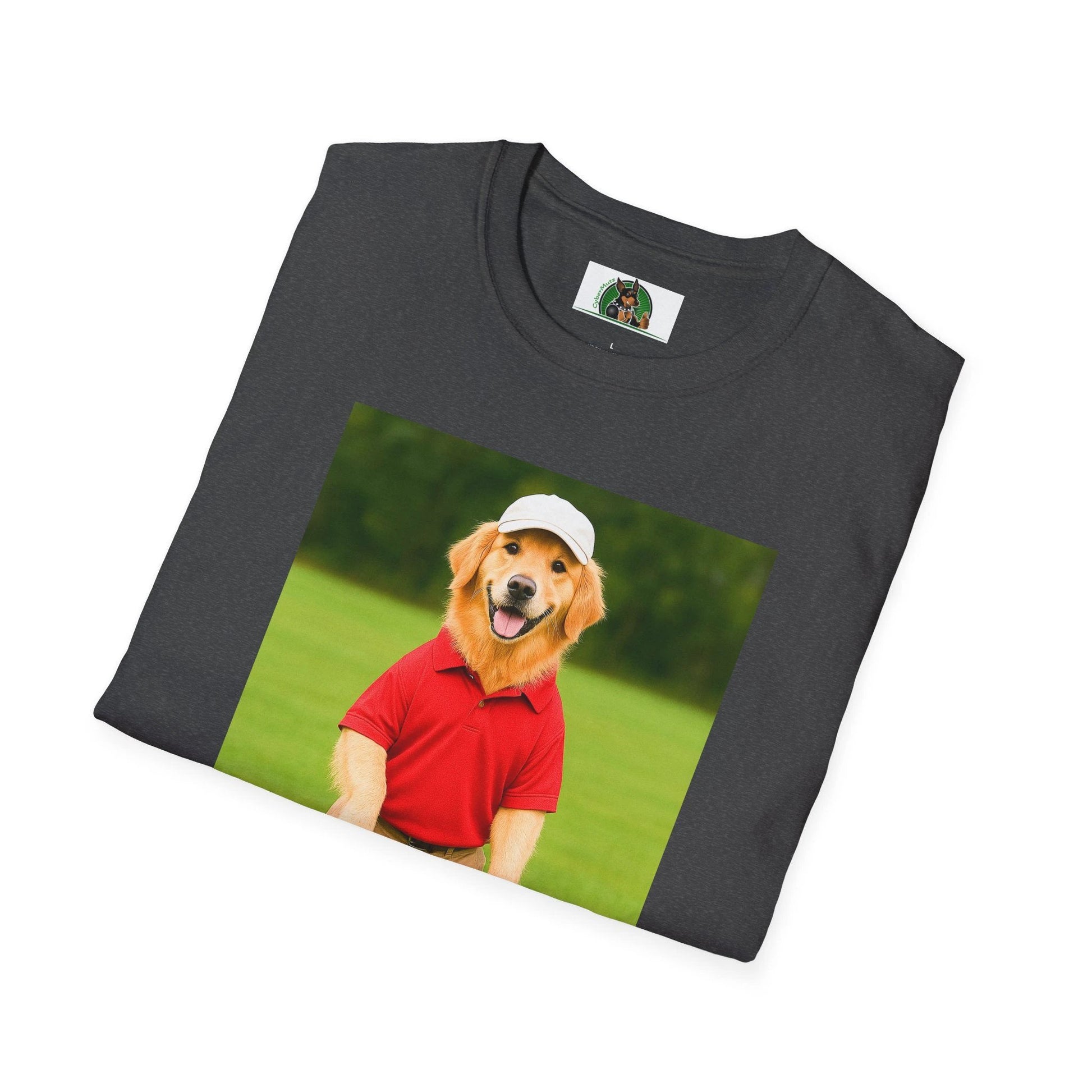 Golden Retriever Playing Golf T-Shirt — Funny Dog Golfing Sports Tee T-Shirt Printify