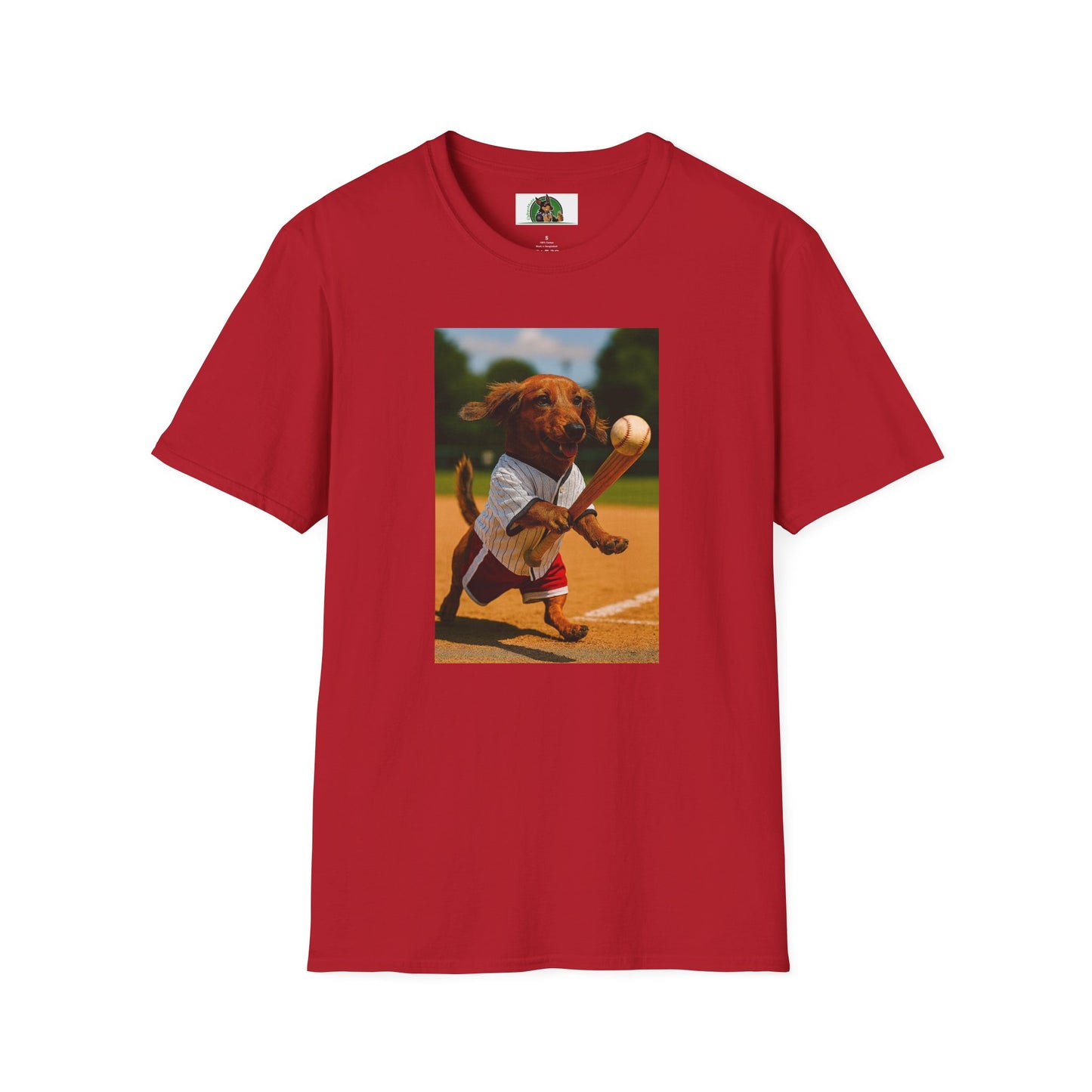 Sports Dachshund Baseball T-Shirt T-Shirt Printify Cherry Red S