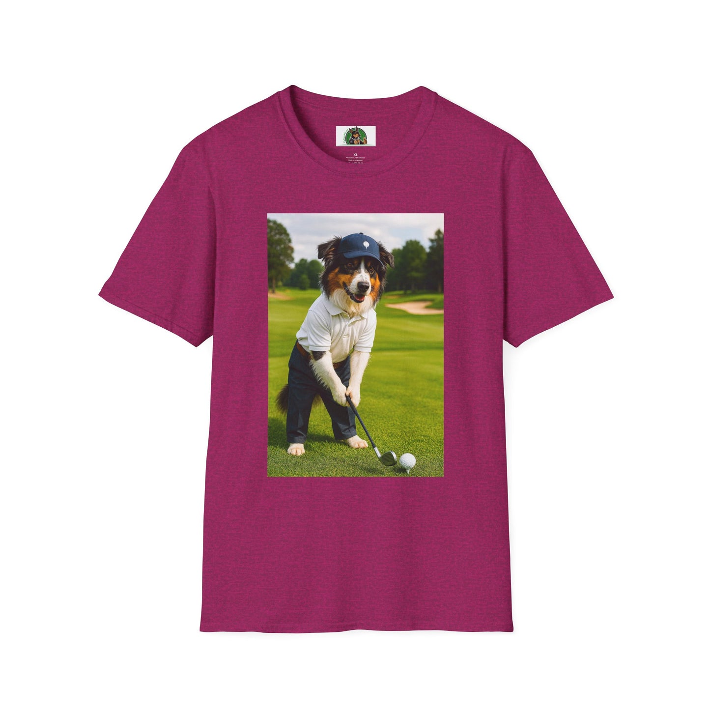 Sports Golf Australian Shepherd T-Shirt T-Shirt Printify Antique Heliconia S