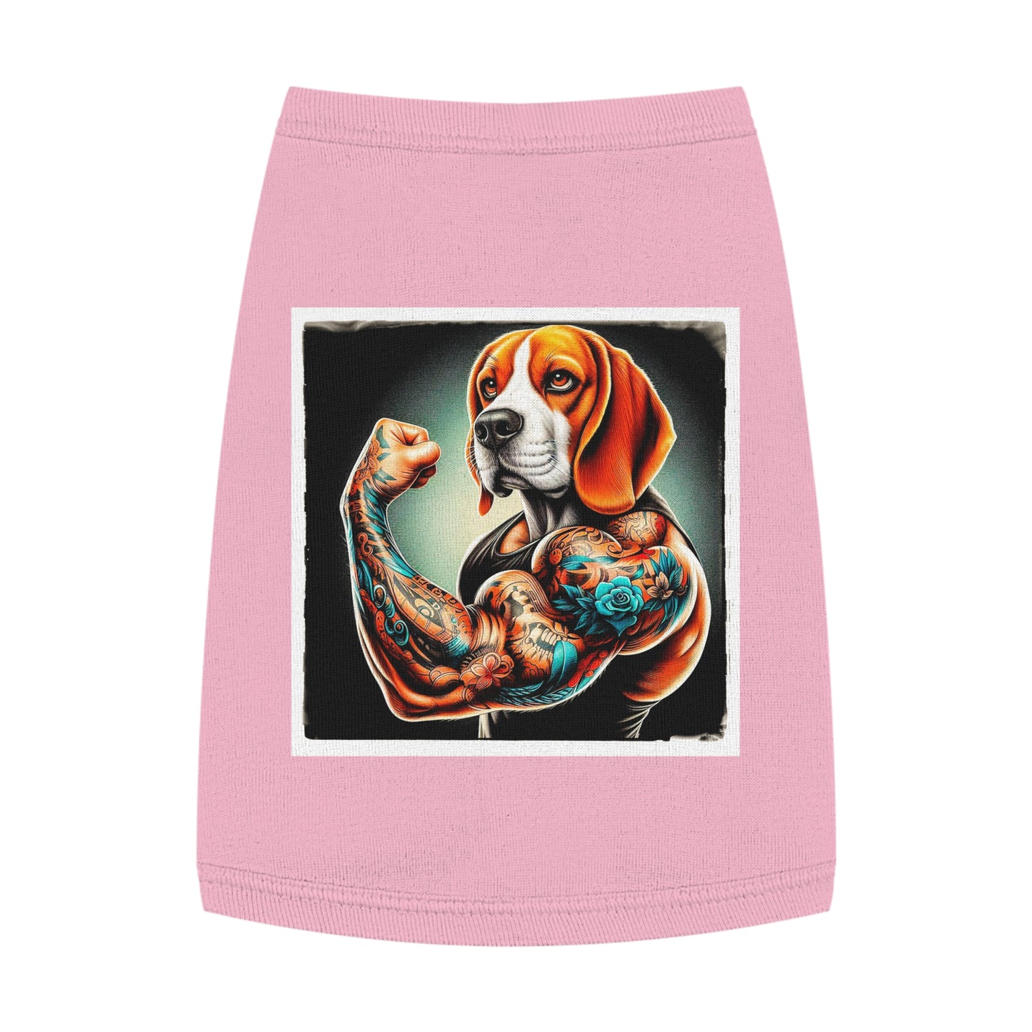 Pet Tank Top Beagle Flexing Pets Printify M Pink 