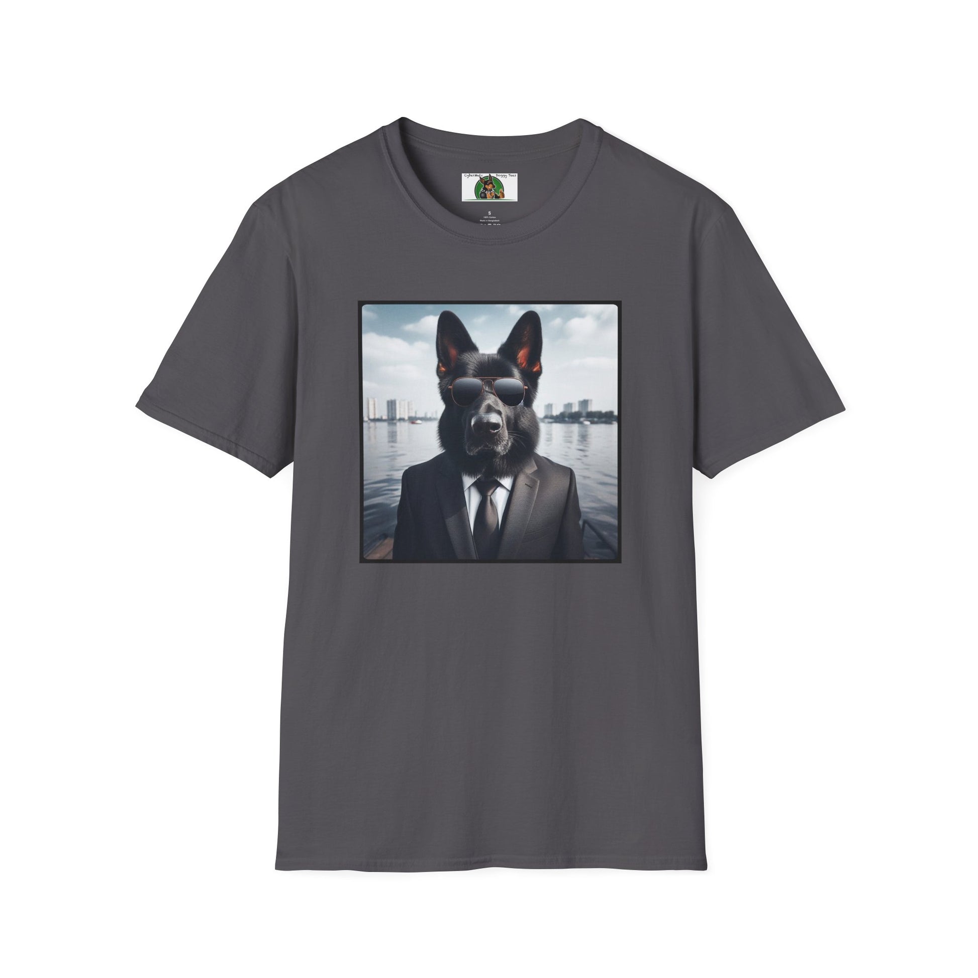 German Shepherd Agent Dog Single Image of Dog Unisex Softstyle T-Shirt T-Shirt Printify S Charcoal