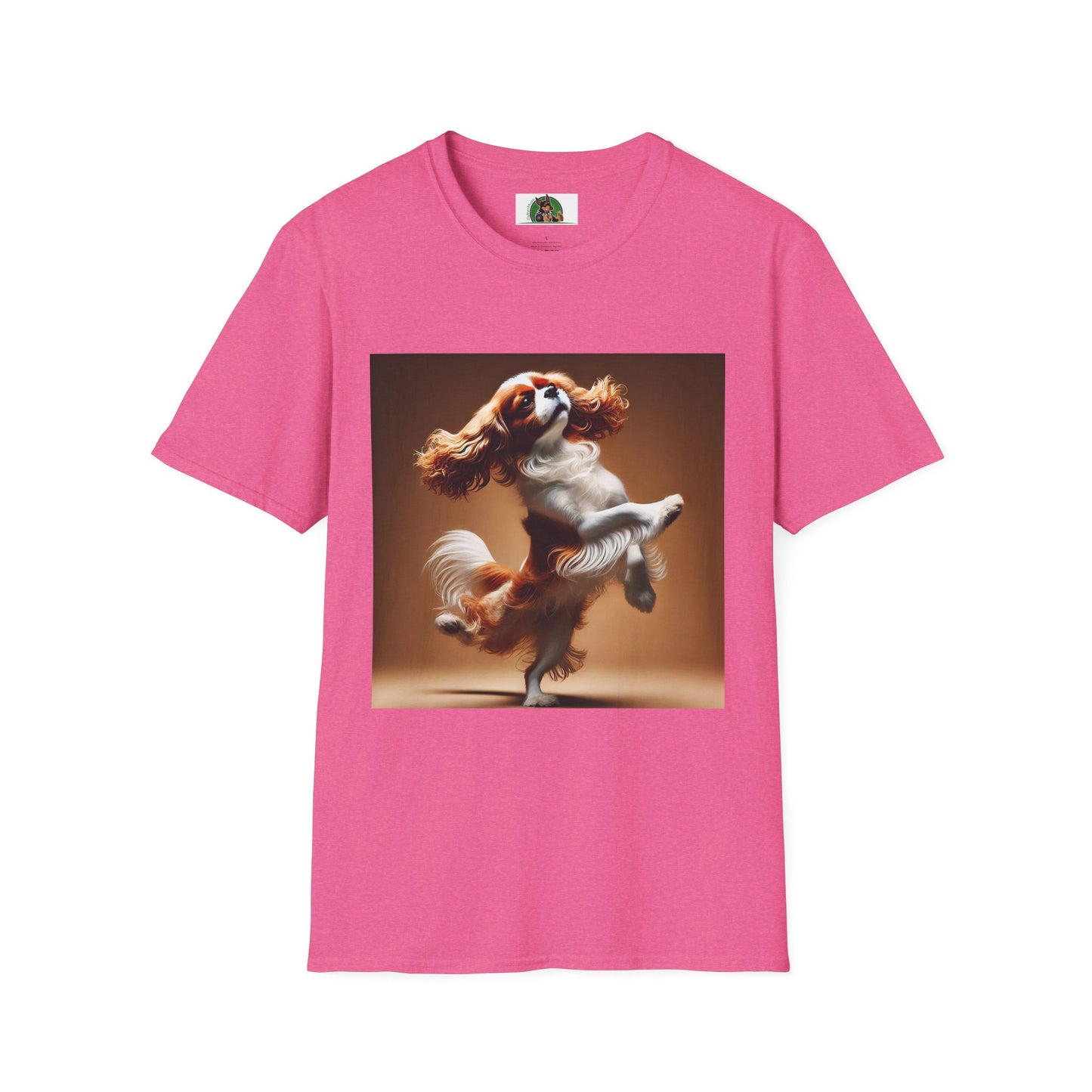 Dog Lover T-Shirt - Dancing Dog Cavalier King Charles Spaniel T-Shirt Printify S Heather Heliconia