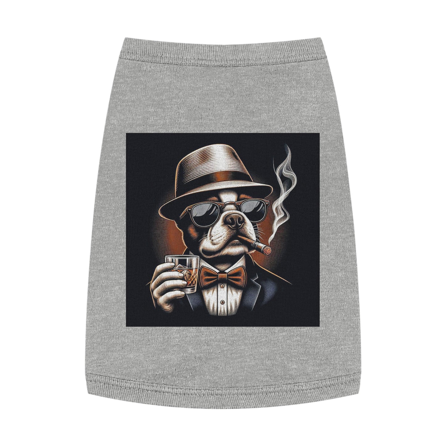 Pet Tank Top Boston Terrier Dog Smoking And Drinking Pets Printify M Heather 