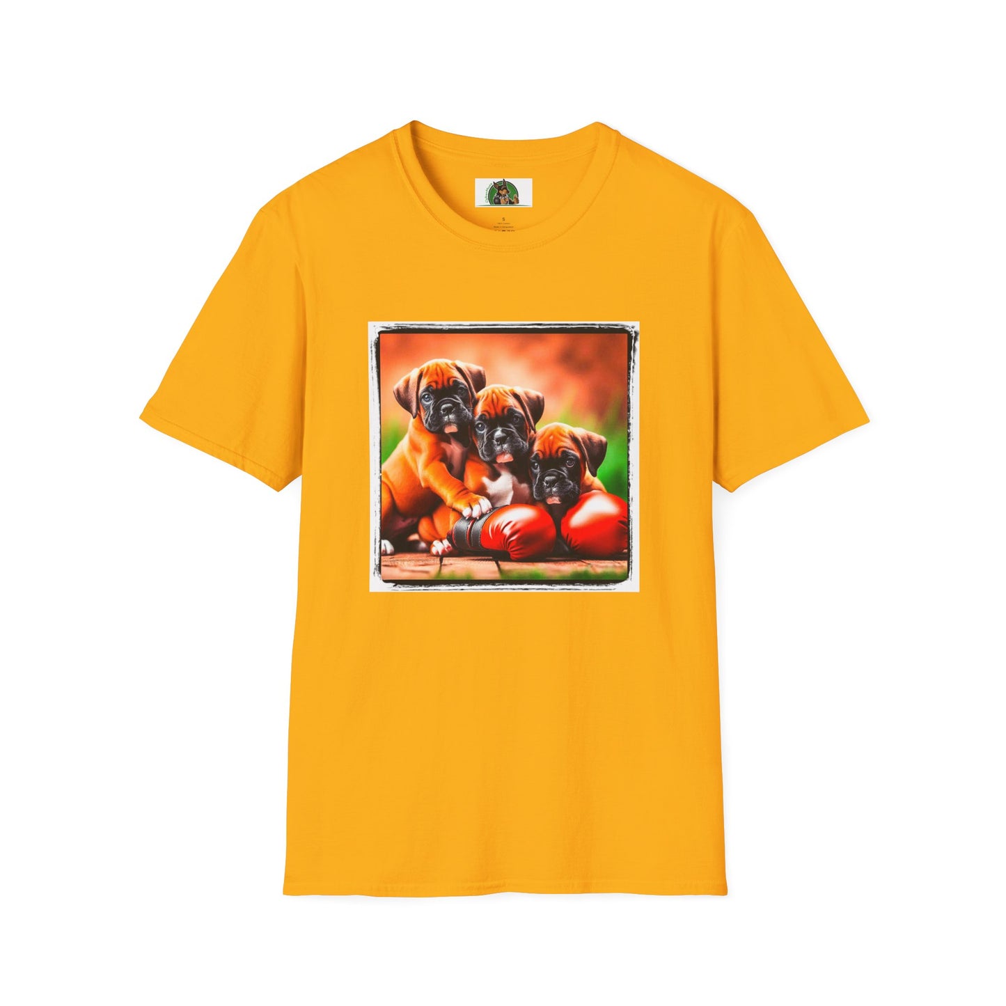 Boxer Puppy Dogs TShirt T-Shirt Printify S Gold