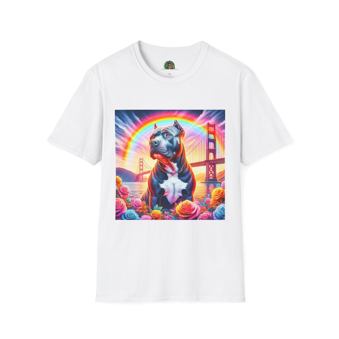 Pit Bull colorful bridge shirt T-Shirt Printify XS White