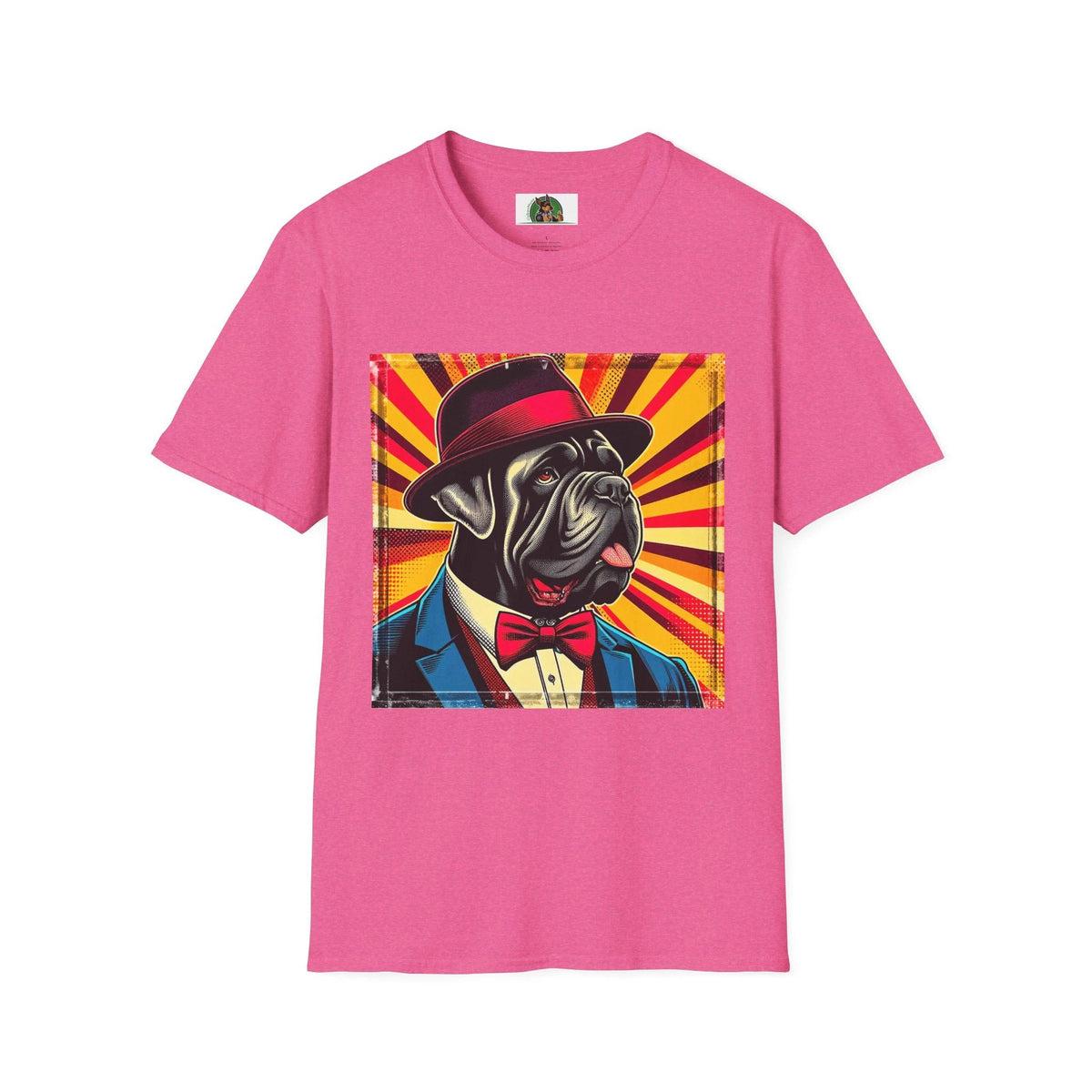 Cane Corso Dog in Suit and Hat Graphic Tee Italian Mastiff Pet Shirt for Dog Lovers Gift Idea T-Shirt Printify S Heather Heliconia